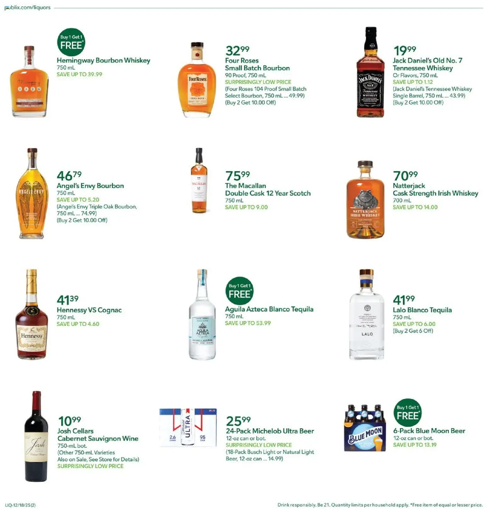Publix Liquor - valid from 18.12.2025 | Page: 2 | Products: Wine, Beer, Bourbon, Whiskey