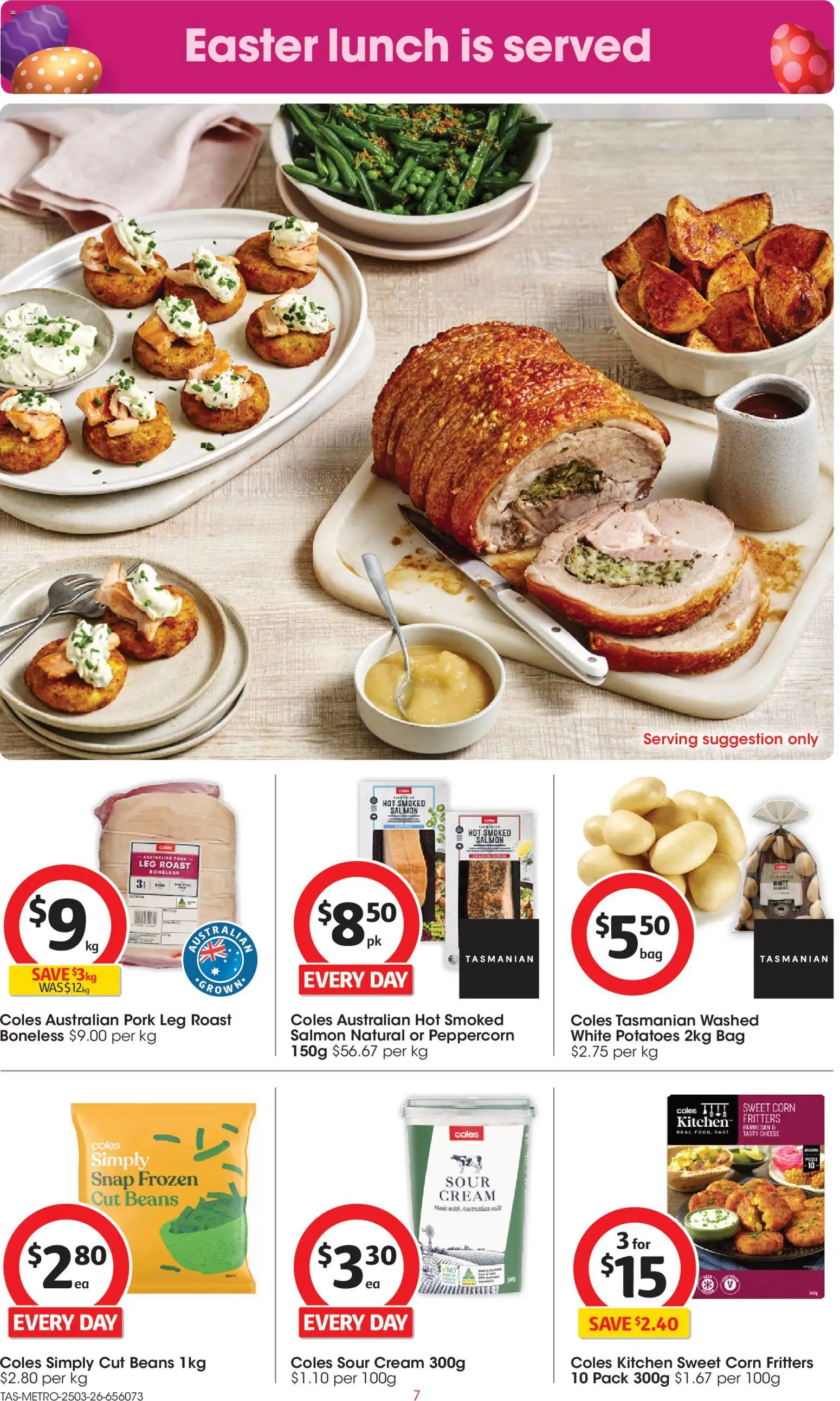 Coles catalogue - valid from 25.03.2026 | Page: 7 | Products: Cream, Potatoes, Salmon, Bag