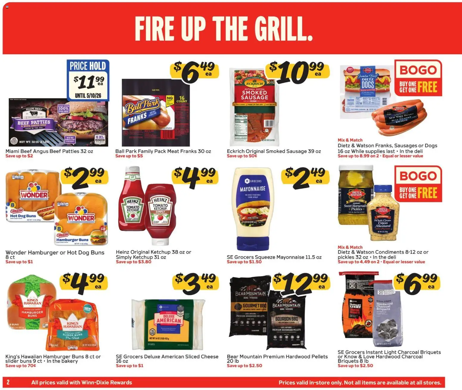 Winn Dixie In-Store Flyer - valid from 08.04.2026 | Page: 2 | Products: Corn, Cheese, Beef, Bourbon