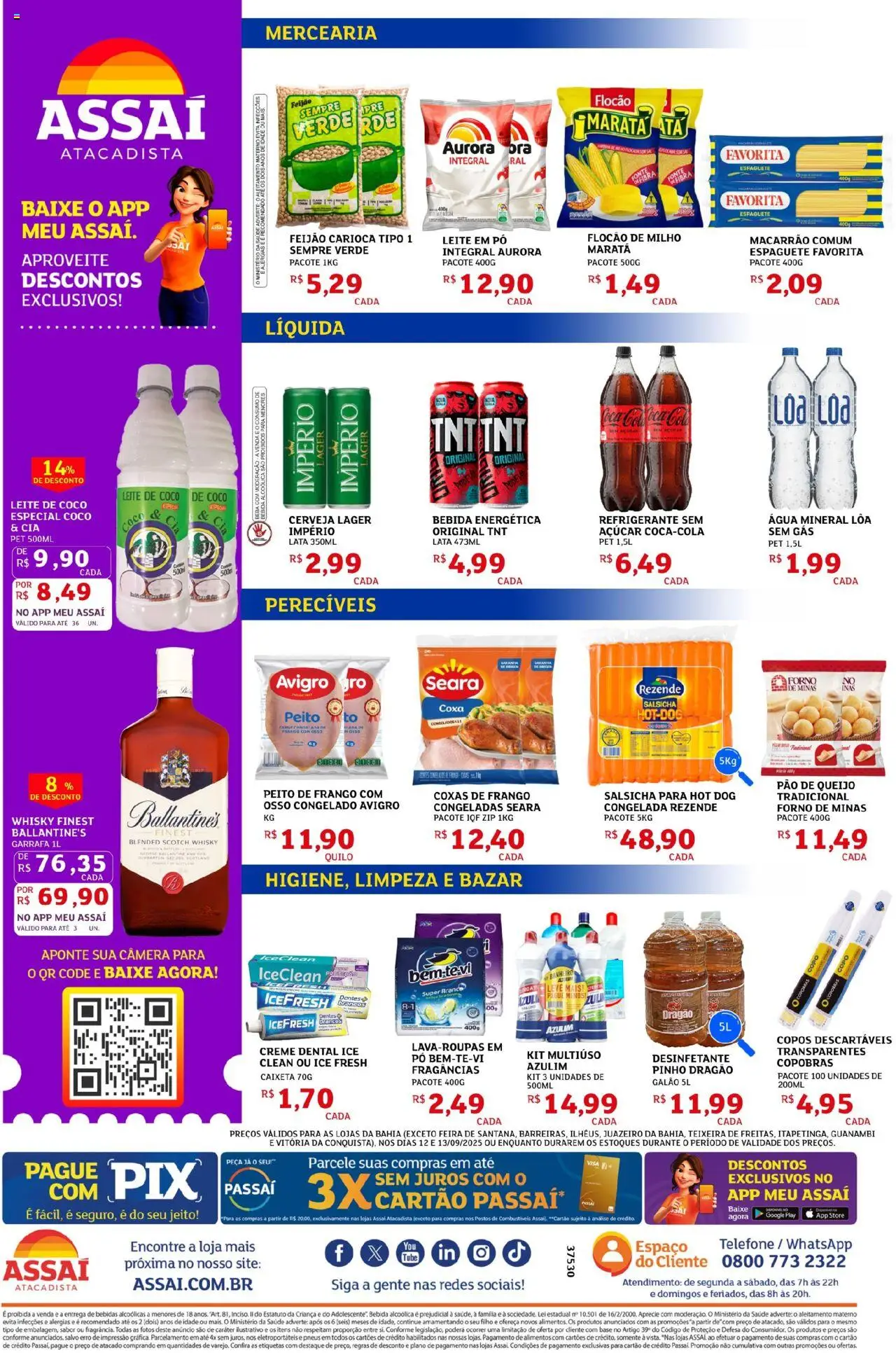 Assaí Atacadista Folheto - válido de 12.09.2025 | Página: 2 | Produtos: Leite, Pneus, Macarrão, Água mineral