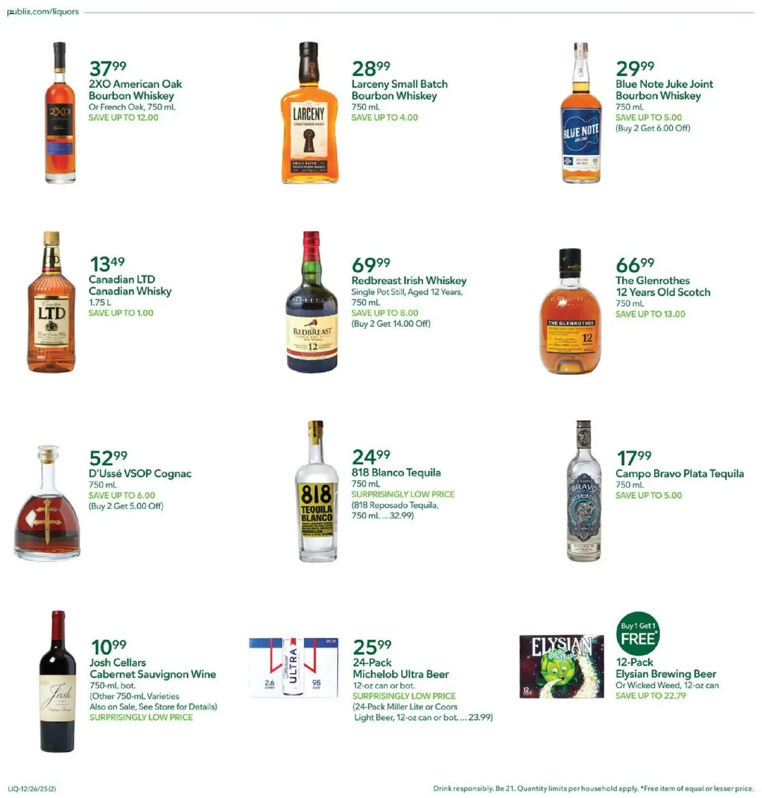 Publix Liquor - valid from 26.12.2025 | Page: 2 | Products: Wine, Beer, Bourbon, Whiskey