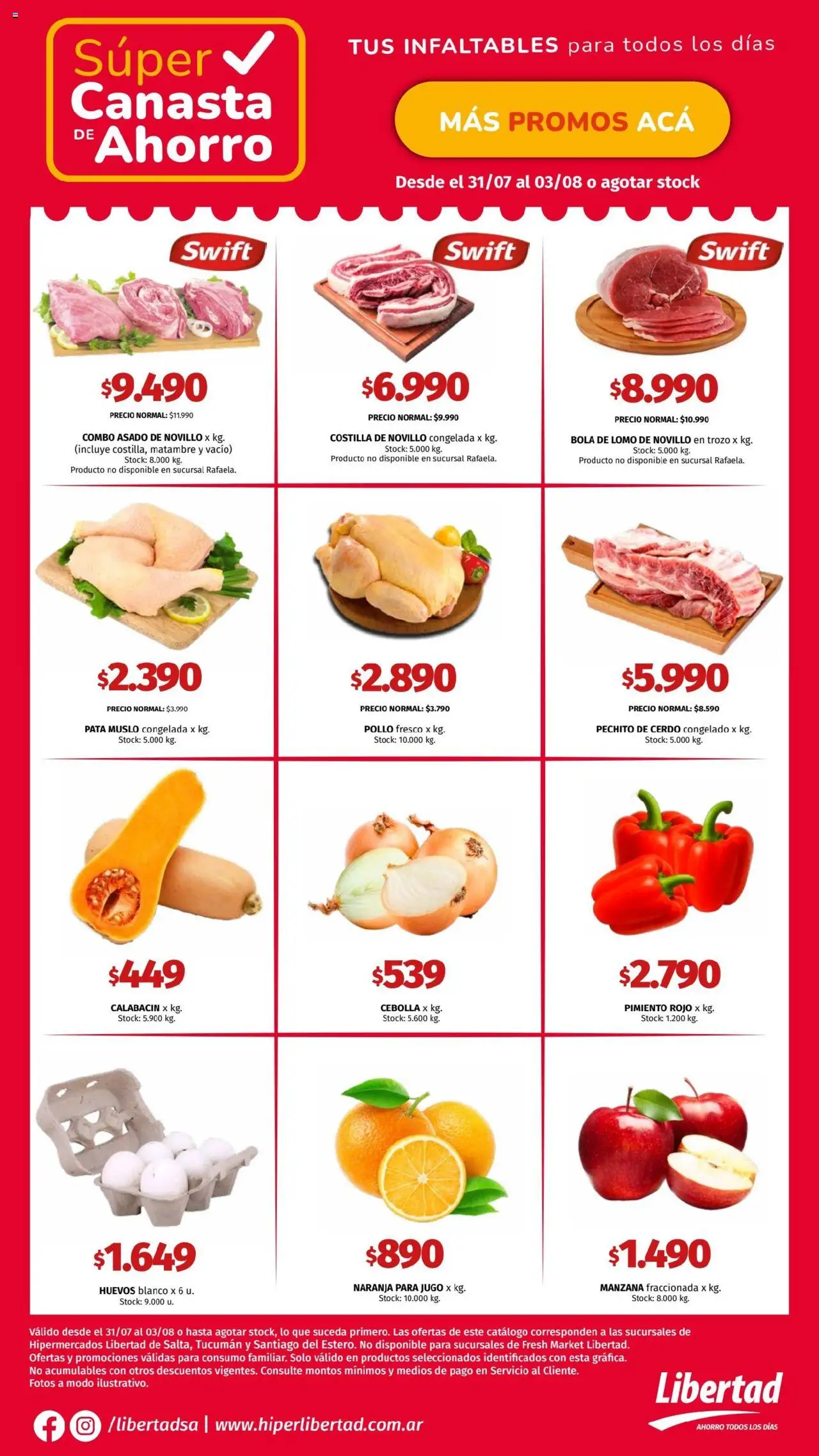 Hipermercado Libertad - Canasta - NOA │ válido desde el 31.07.2025 | Página: 2 | Productos: Cebolla, Manzana, Jugo, Cerdo