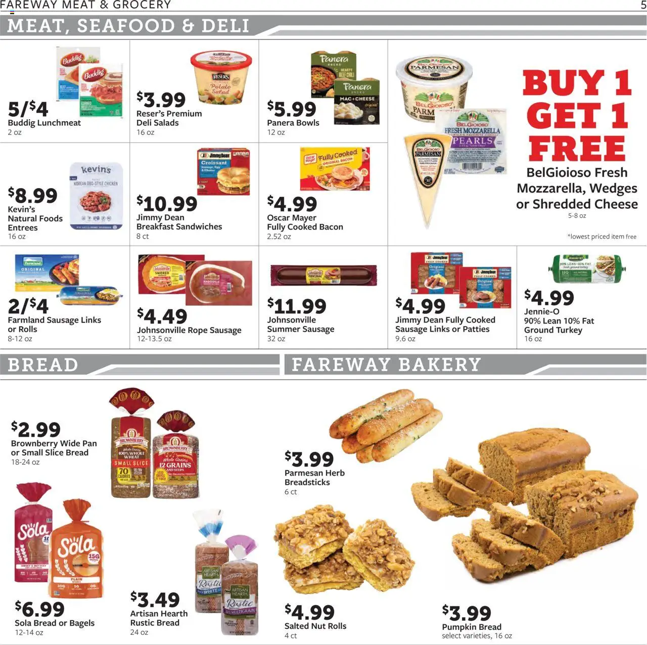 Fareway Weekly Ad - valid from 13.10.2025 | Page: 5 | Products: Pan, Cheese, Bread, Pumpkin