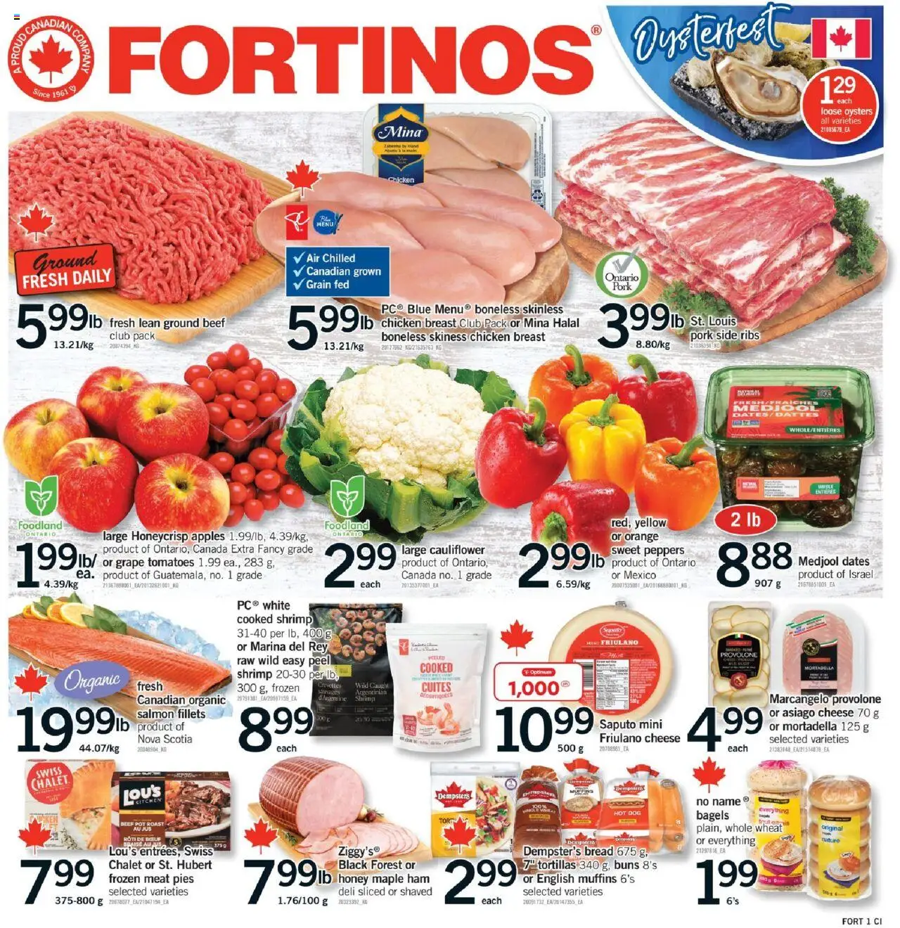 Fortinos flyer valid from 16.10.2025 | Page: 1 | Products: Ham, Chicken, Apples, Tomatoes