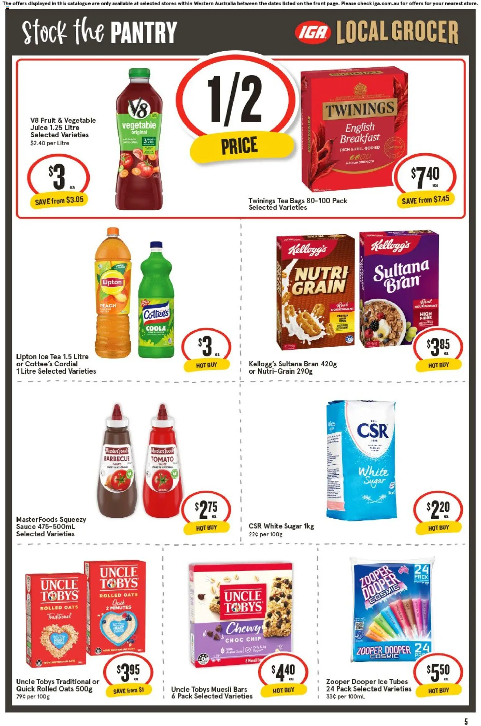 IGA catalogue - valid from 15.04.2026 | Page: 5 | Products: Oats, Sauce, Peach, Iron