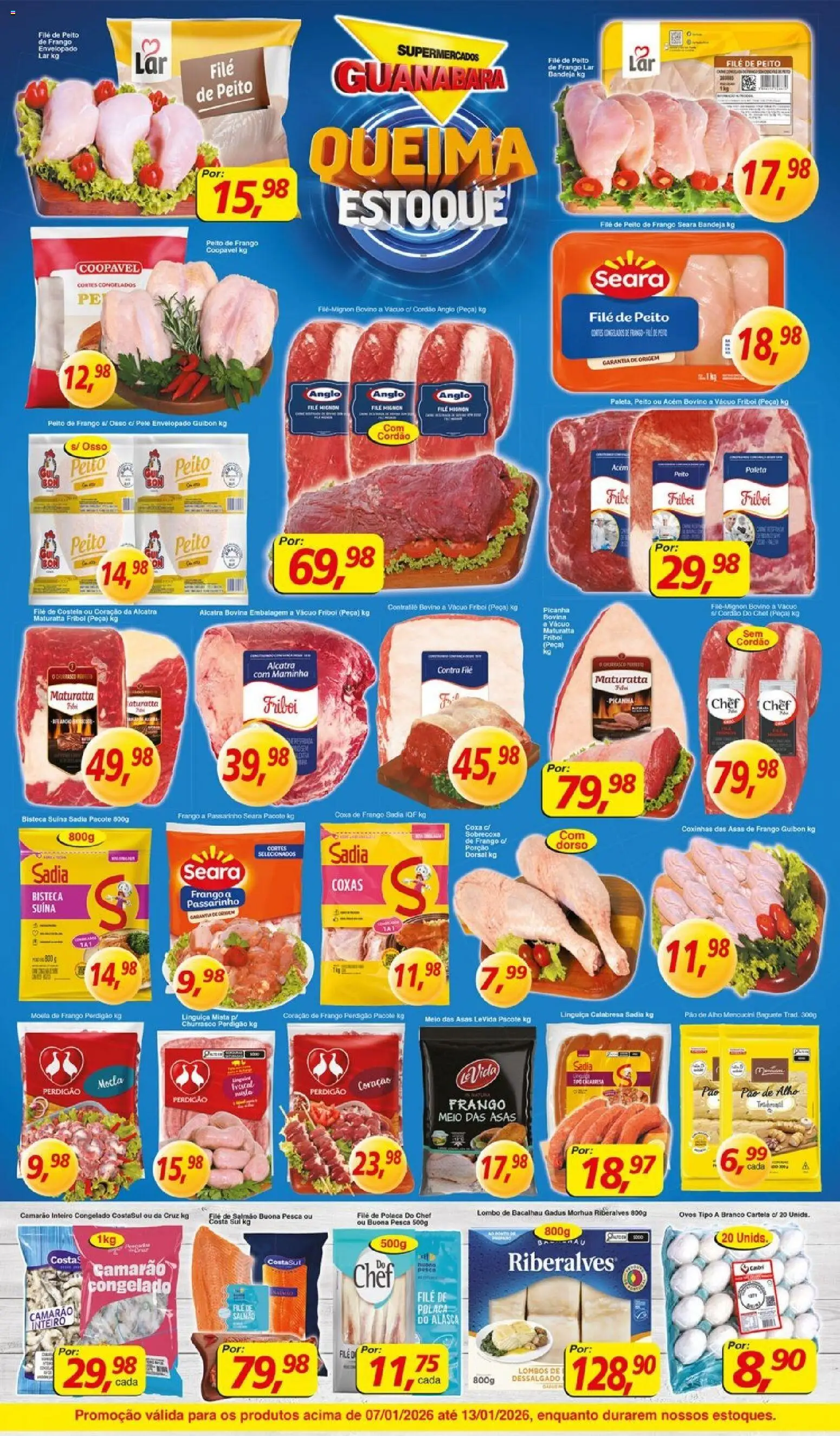 Supermercados Guanabara Folheto - válido de 07.01.2026 | Página: 5 | Produtos: Linguiça, Contra filé, Maminha, Moela