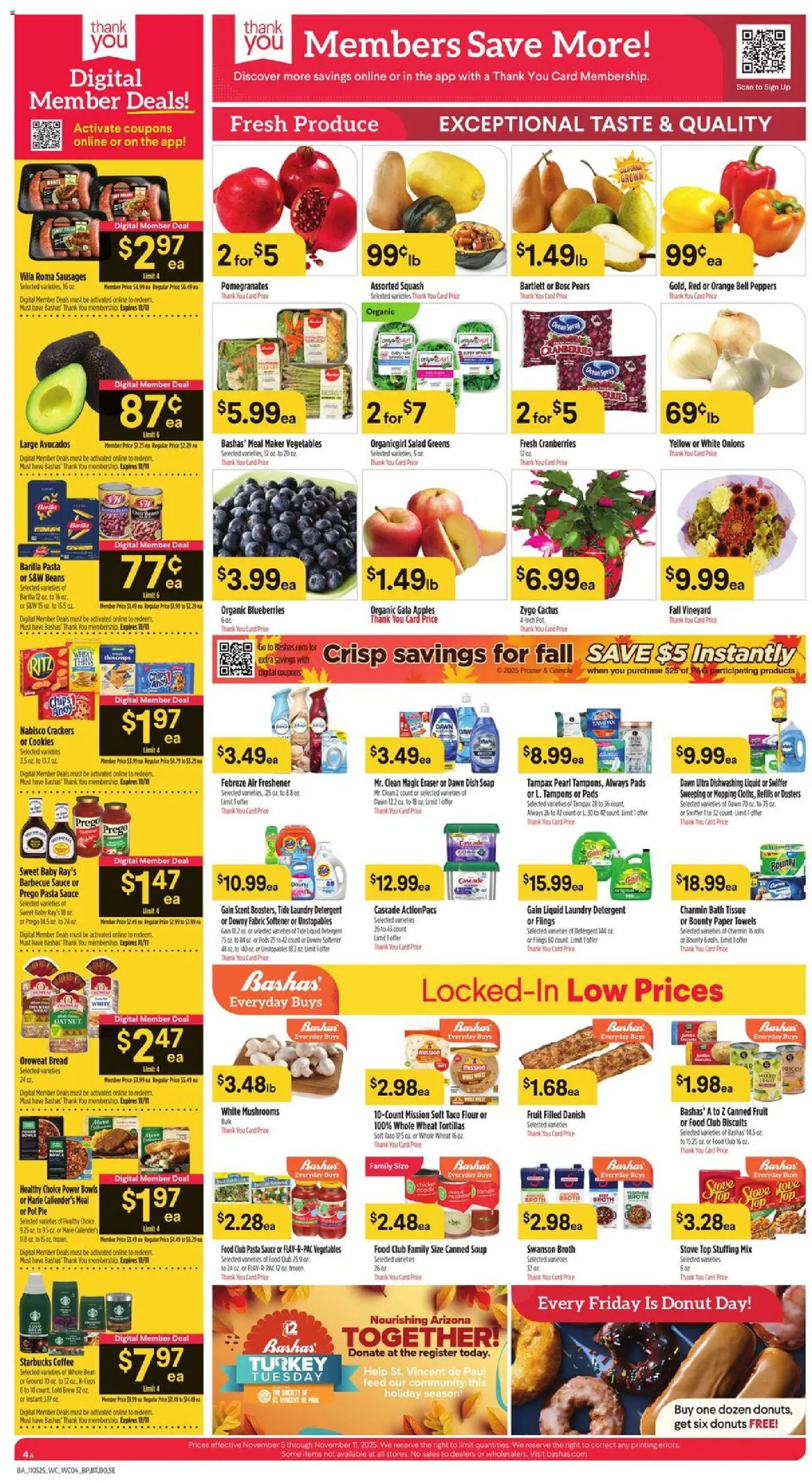 Basha's Weekly Ad - valid from 05.11.2025 | Page: 4 | Products: Bread, Pads, Cookies, Greens