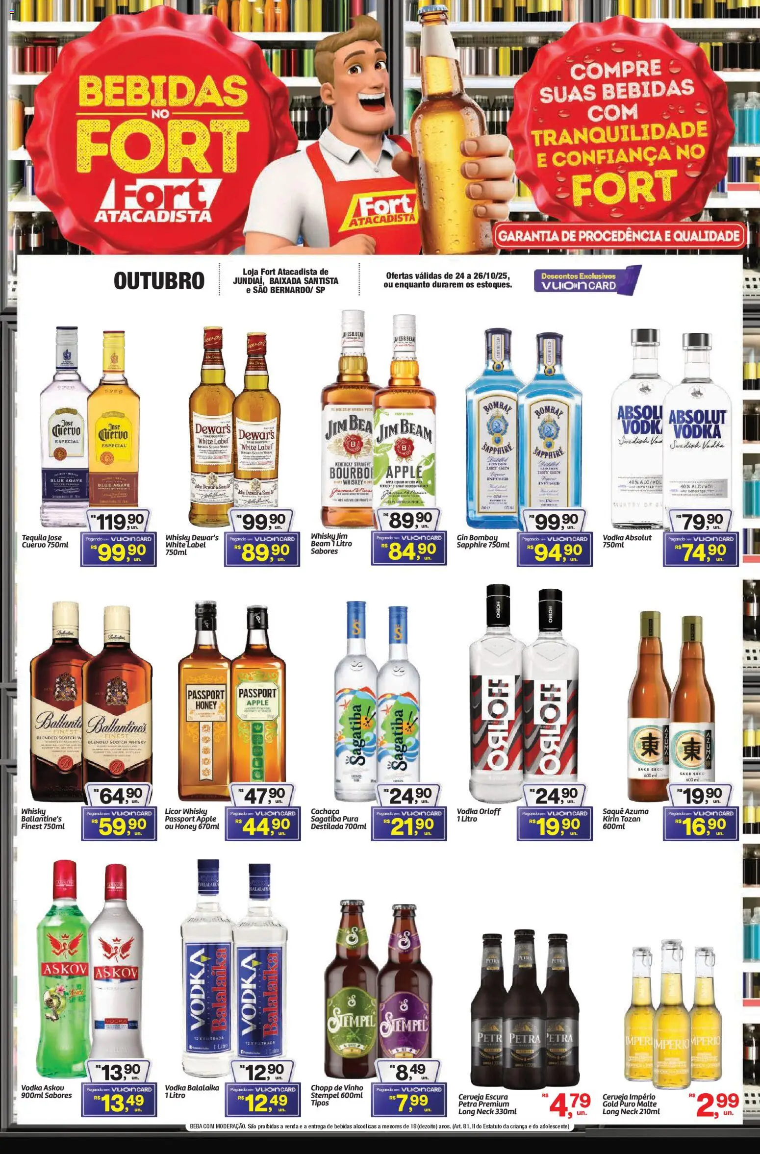 Fort Atacadista Folheto - válido de 24.10.2025 | Página: 1 | Produtos: Cachaça, Whisky, Saquê, Gin