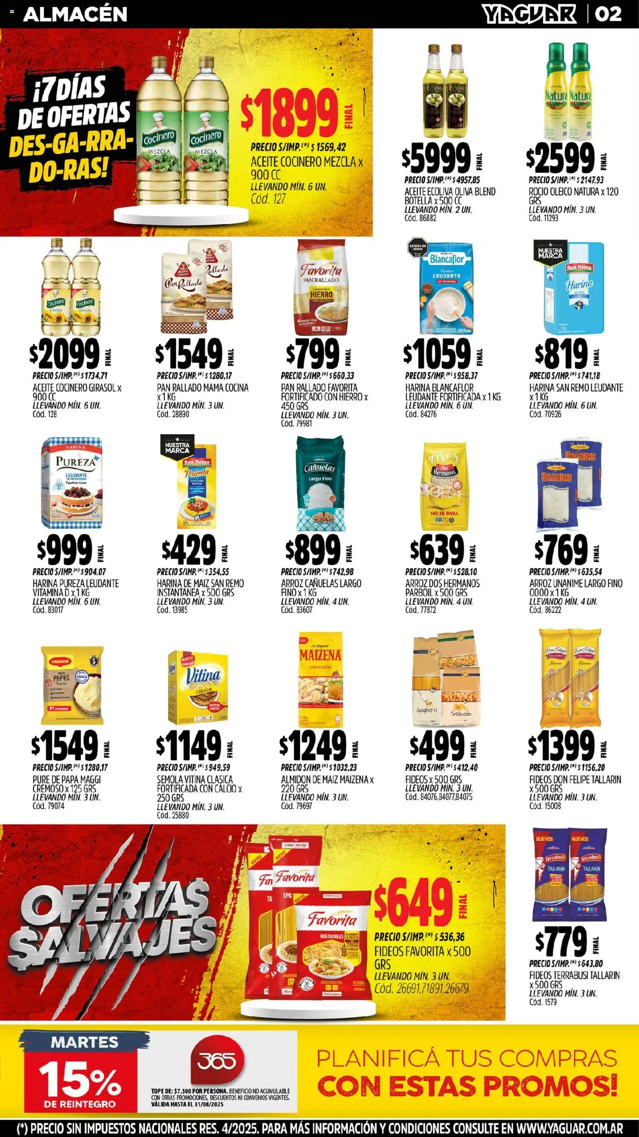 Yaguar - Chaco │ válido desde el 04.08.2025 | Página: 2 | Productos: Harina, Papa, Aceite, Maiz