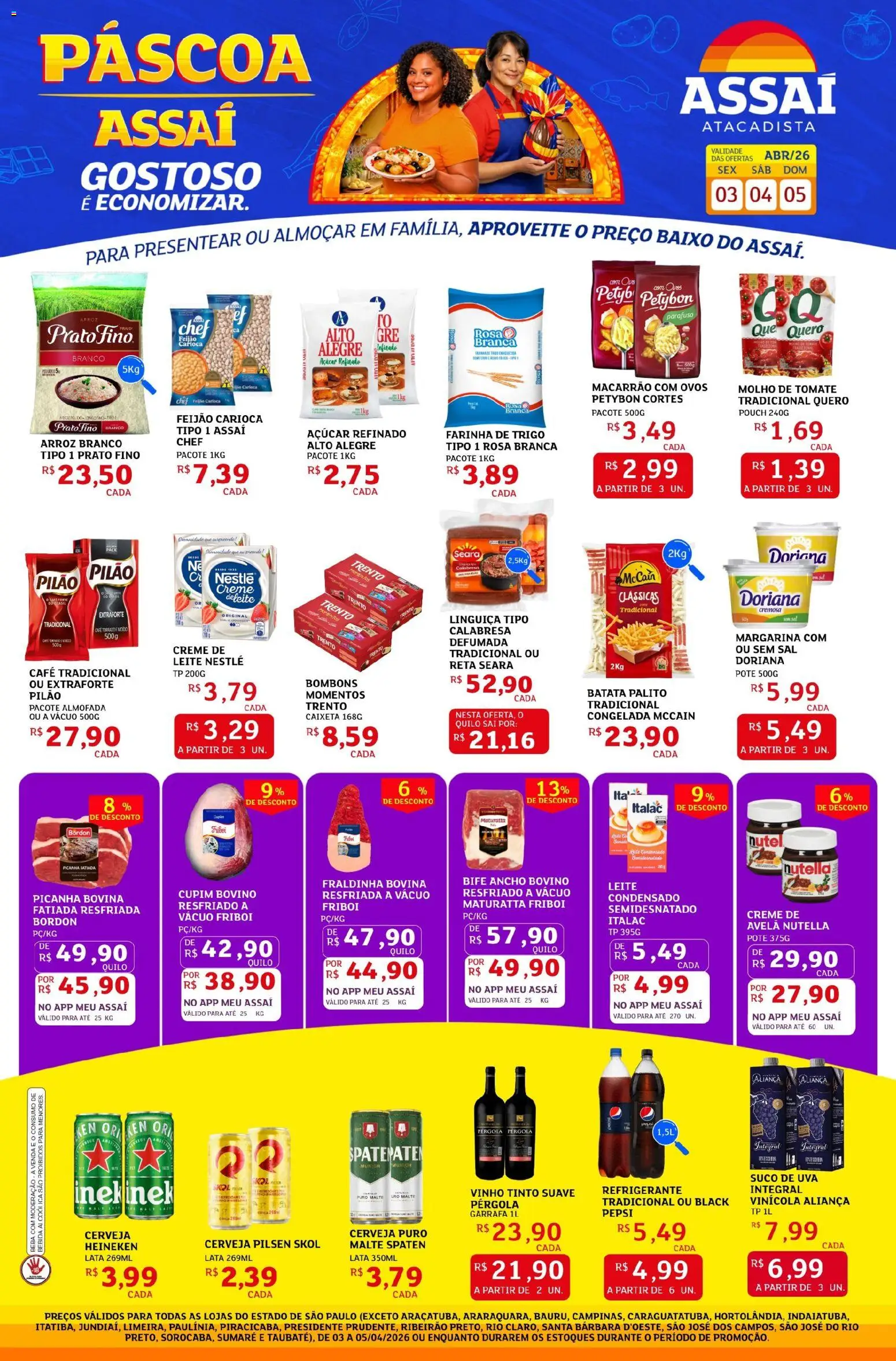 Assaí Atacadista Folheto - válido de 03.04.2026 | Página: 1 | Produtos: Linguiça, Ovos, Batata, Avelã