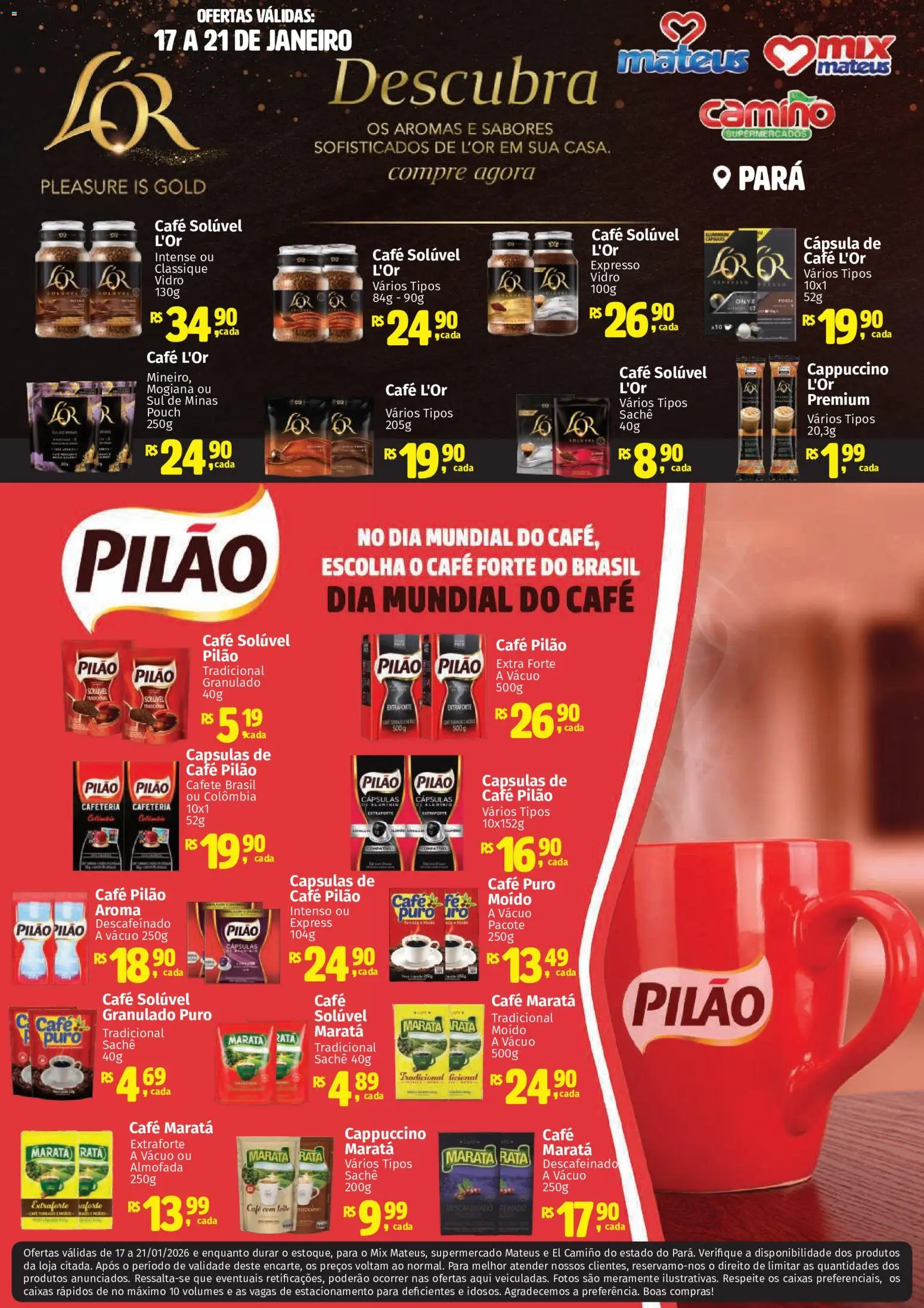 Mateus Folheto - válido de 17.01.2026 | Página: 1 | Produtos: Café, Café pilão, Granulado, Café solúvel