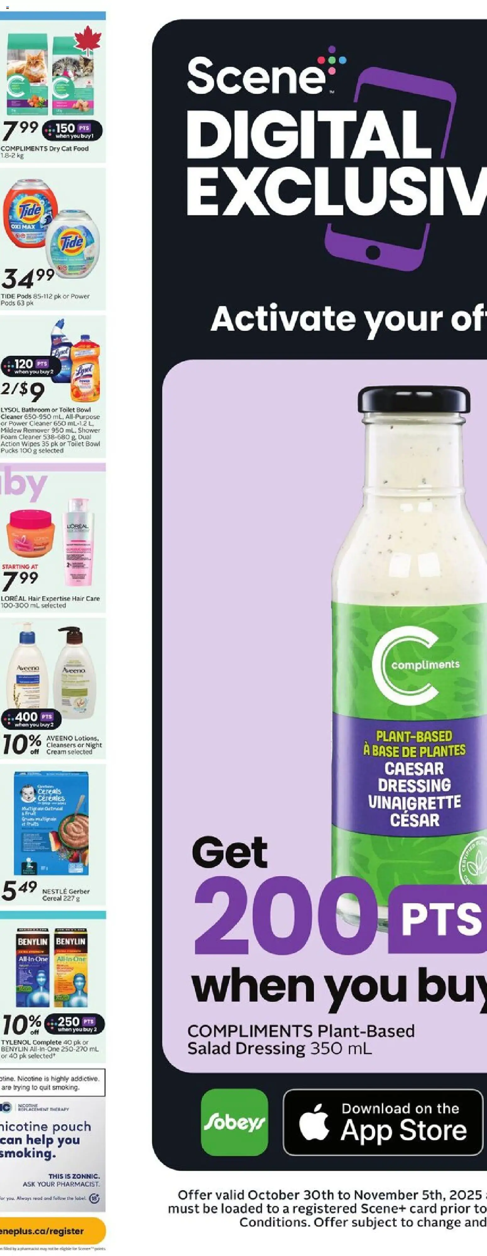 Sobeys flyer valid from 30.10.2025 | Page: 12 | Products: Cereals, Cream, Salad, Shower