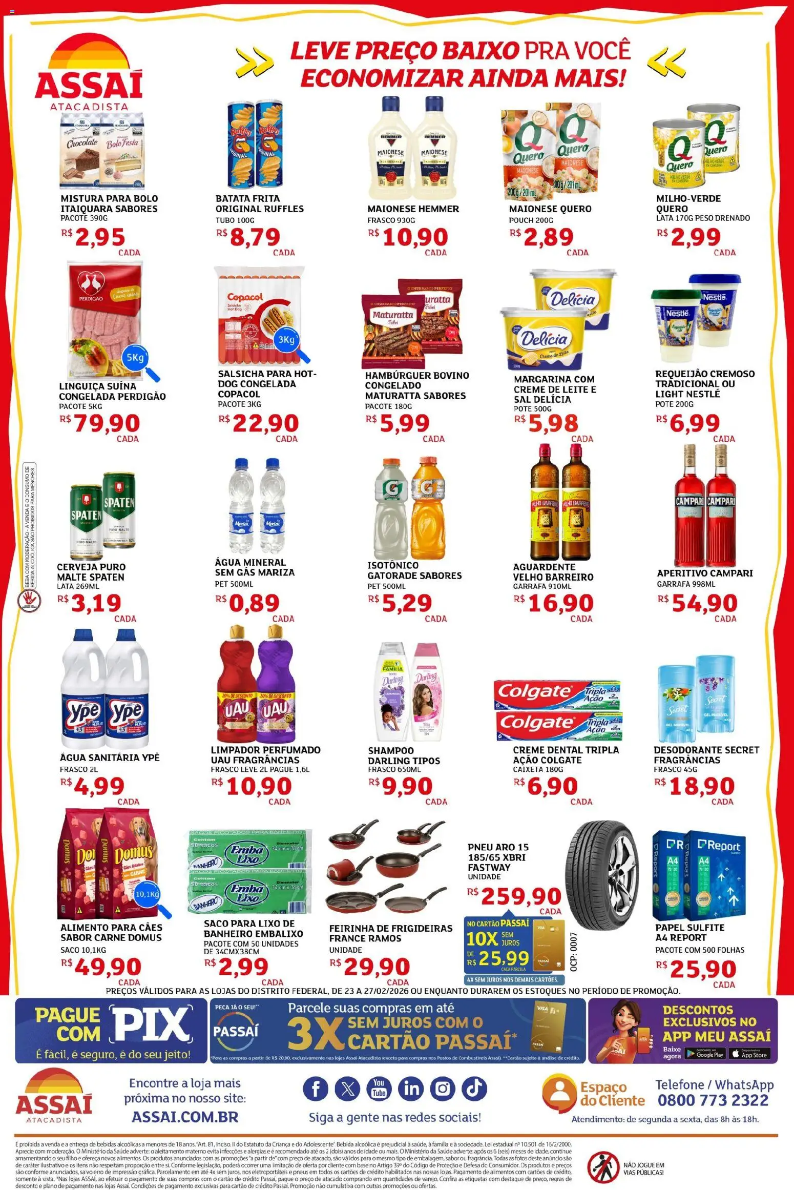 Assaí Atacadista Folheto - válido de 23.02.2026 | Página: 2 | Produtos: Shampoo, Bolo, Hambúrguer, Margarina