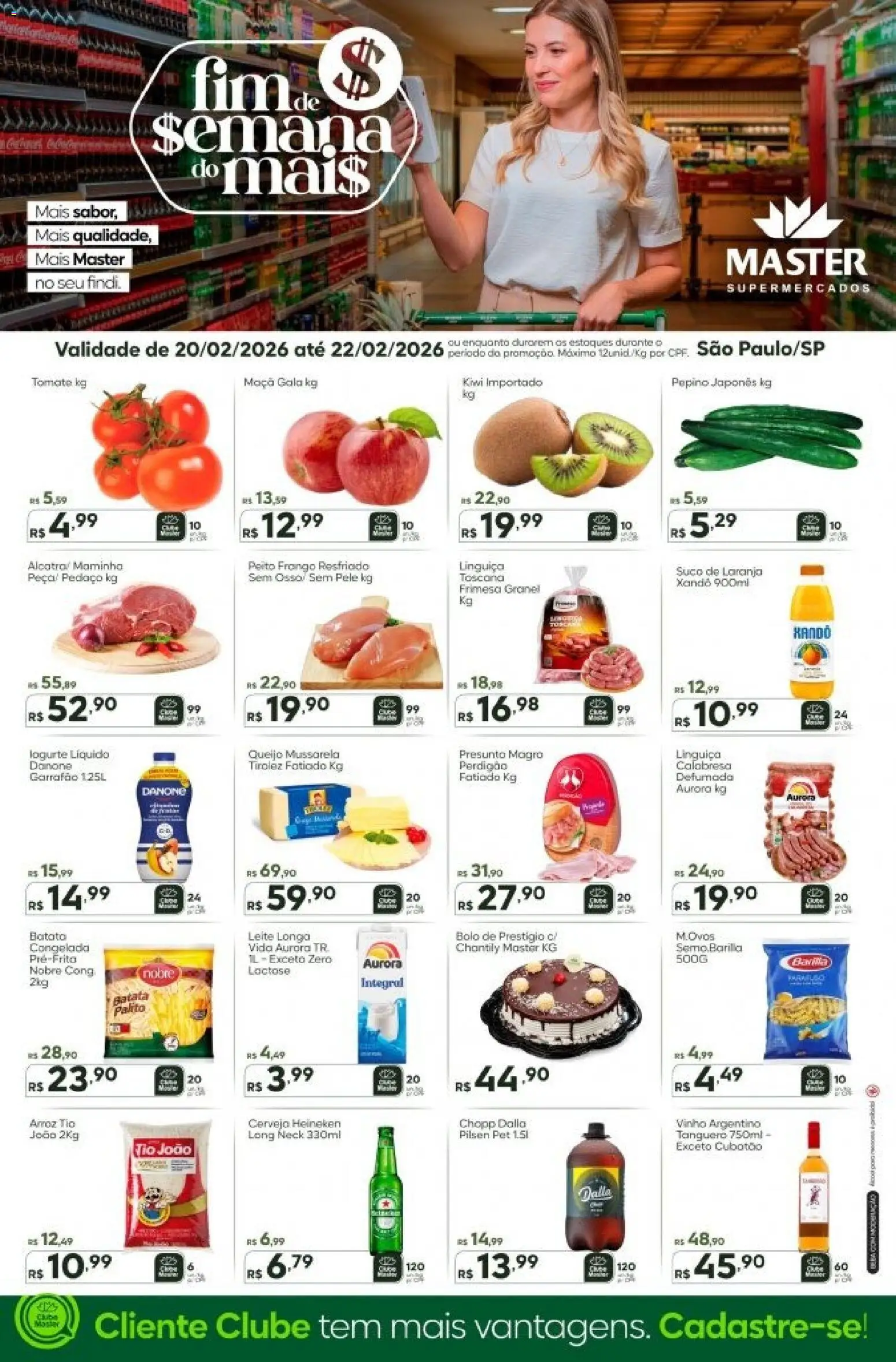 Master Folheto - válido de 20.02.2026 | Página: 1 | Produtos: Suco, Cerveja, Chantily, Bolo