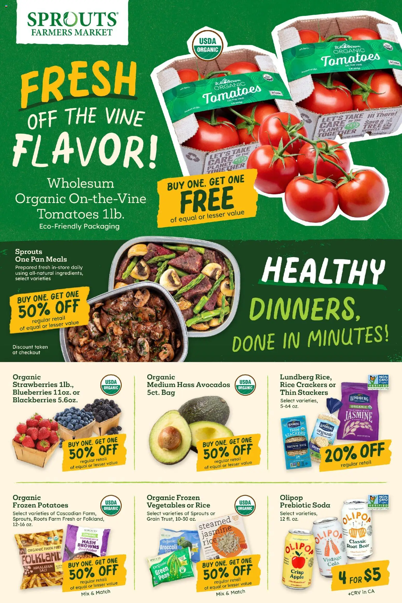 Sprouts Weekly Ad - valid from 22.04.2026 | Page: 2 | Products: Rice, Strawberries, Vegetables, Bag