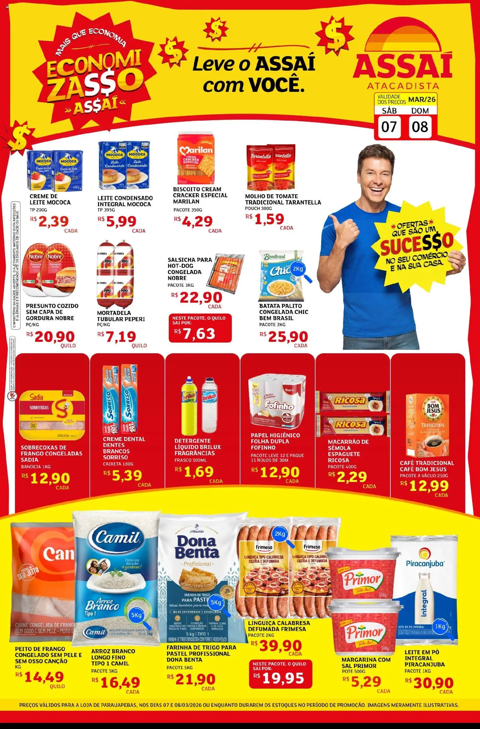 Assaí Atacadista Folheto - válido de 07.03.2026 | Página: 1 | Produtos: Detergente, Batata, Frango, Leite condensado