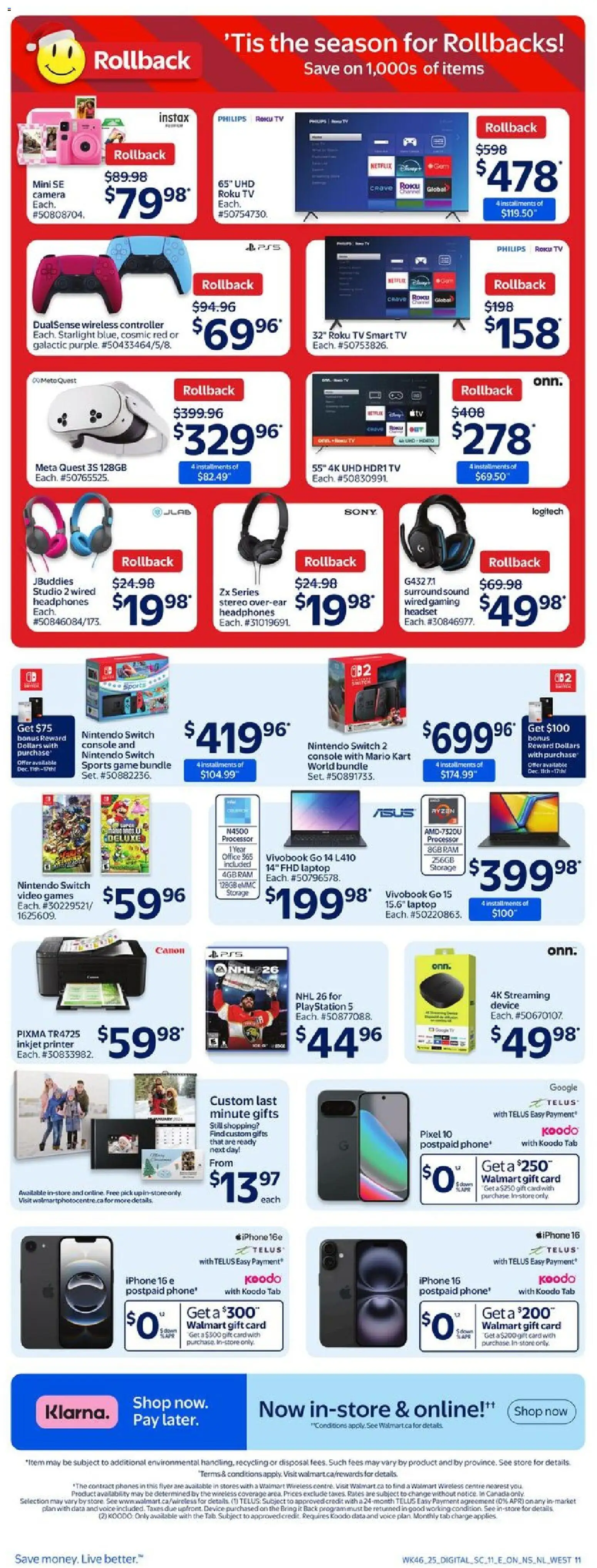 Walmart flyer valid from 11.12.2025 | Page: 14 | Products: Printer, Video, Headphones, Playstation