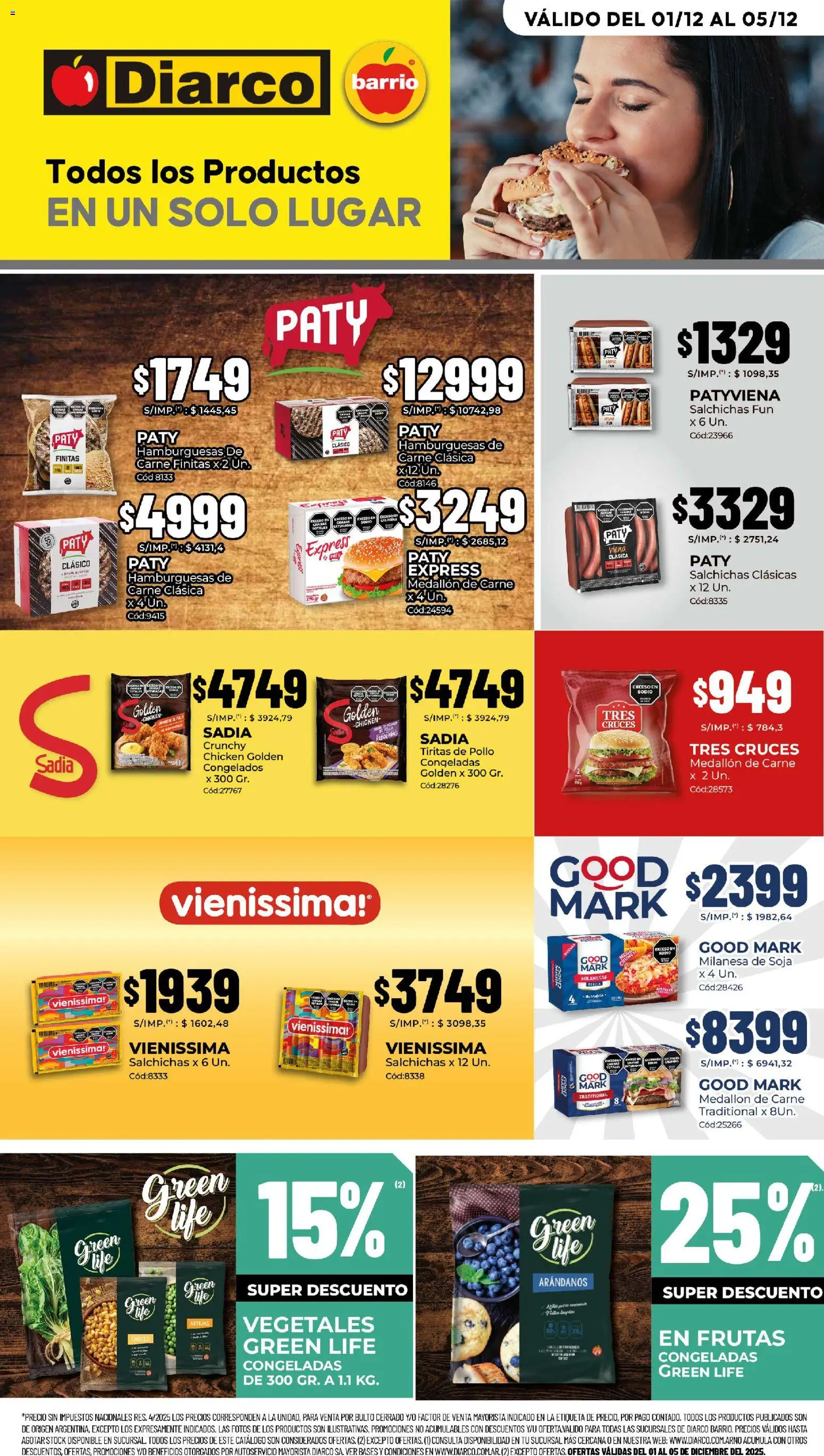 Diarco - Especial Quickfood │ válido desde el 01.12.2025 | Página: 1 | Productos: Pollo, Choclo, Milanesa, Arvejas