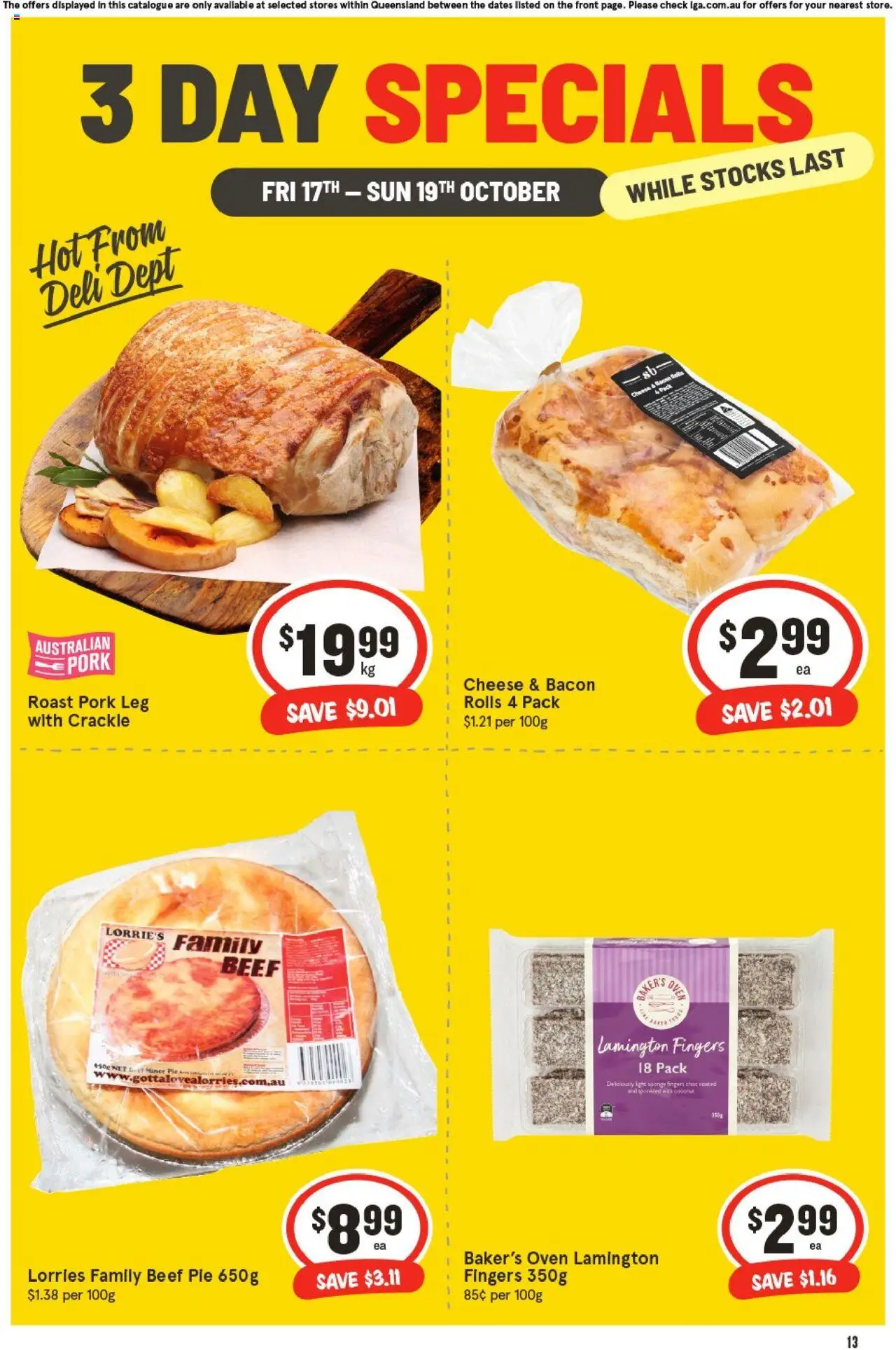 IGA catalogue - valid from 17.10.2025 | Page: 2 | Products: Bacon, Cheese, Sponge, Oven