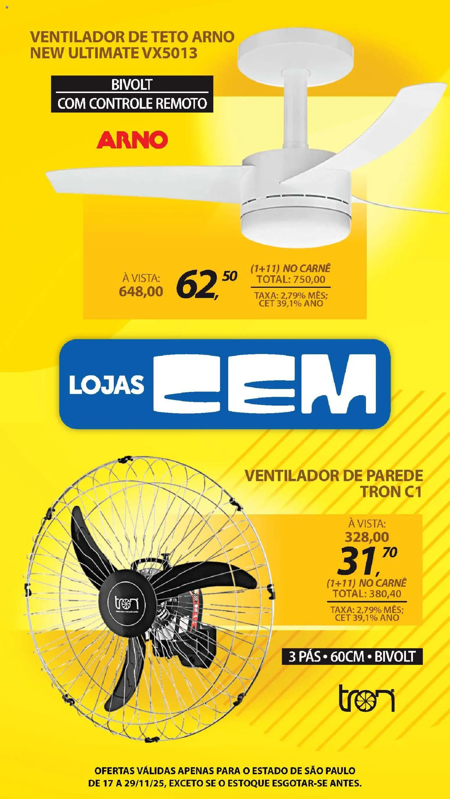 Lojas Cem Folheto - válido de 17.11.2025 | Página: 122 | Produtos: Ventilador, Carne
