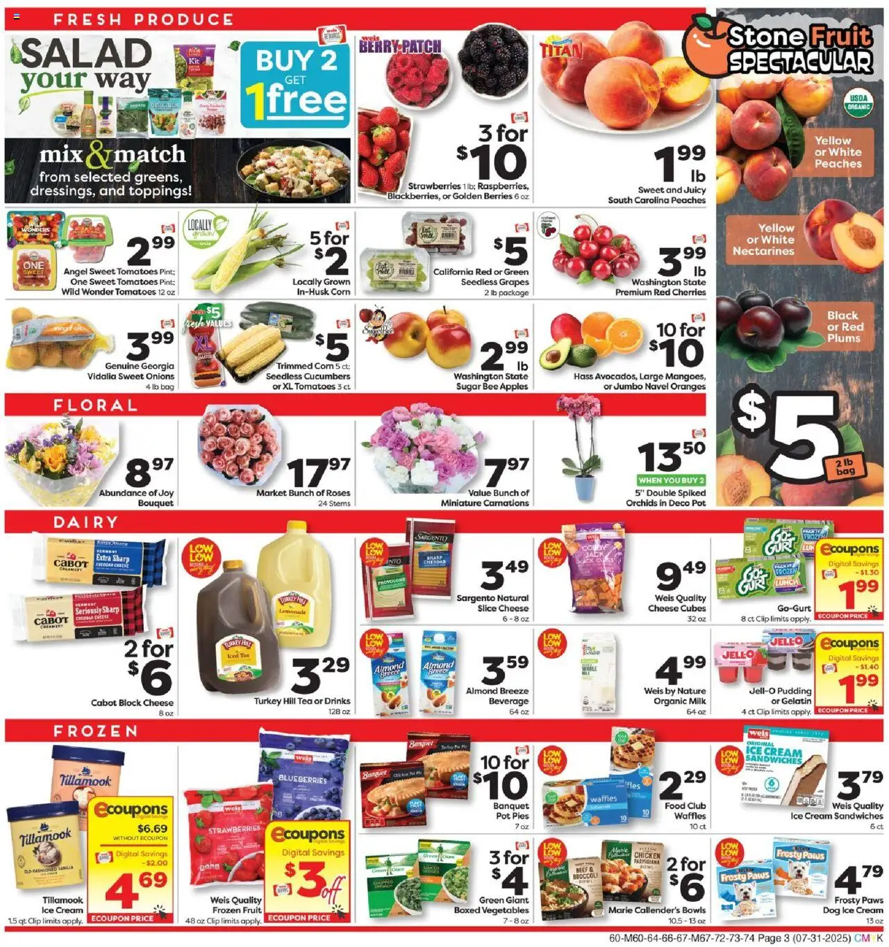 Weis Weekly Circular - MD - valid from 31.07.2025 | Page: 3 | Products: Apples, Oranges, Tomatoes, Vegetables