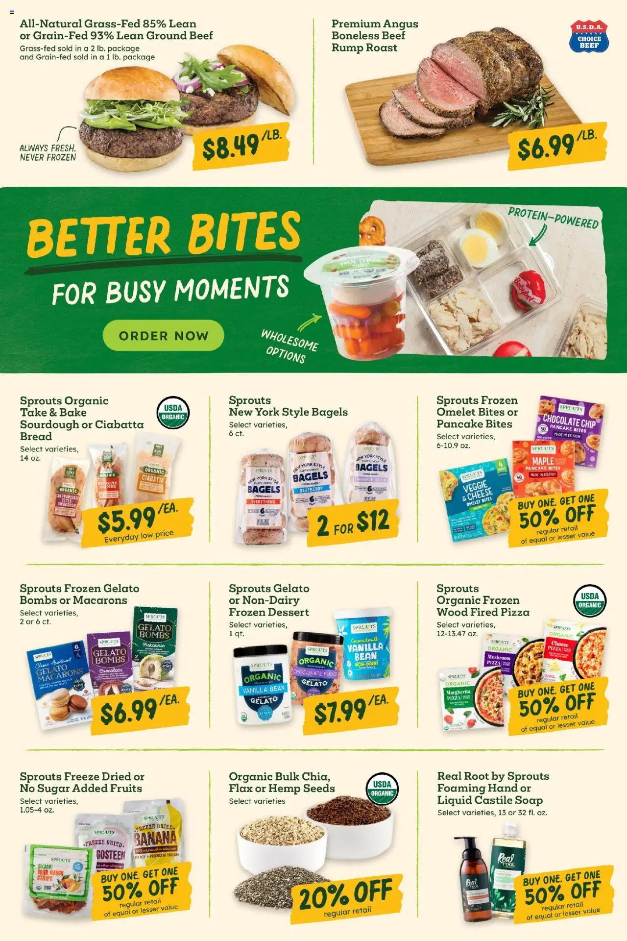 Sprouts Weekly Ad - valid from 06.08.2025 | Page: 2 | Products: Chocolate, Pizza, Fruits, 2人掛けソファ