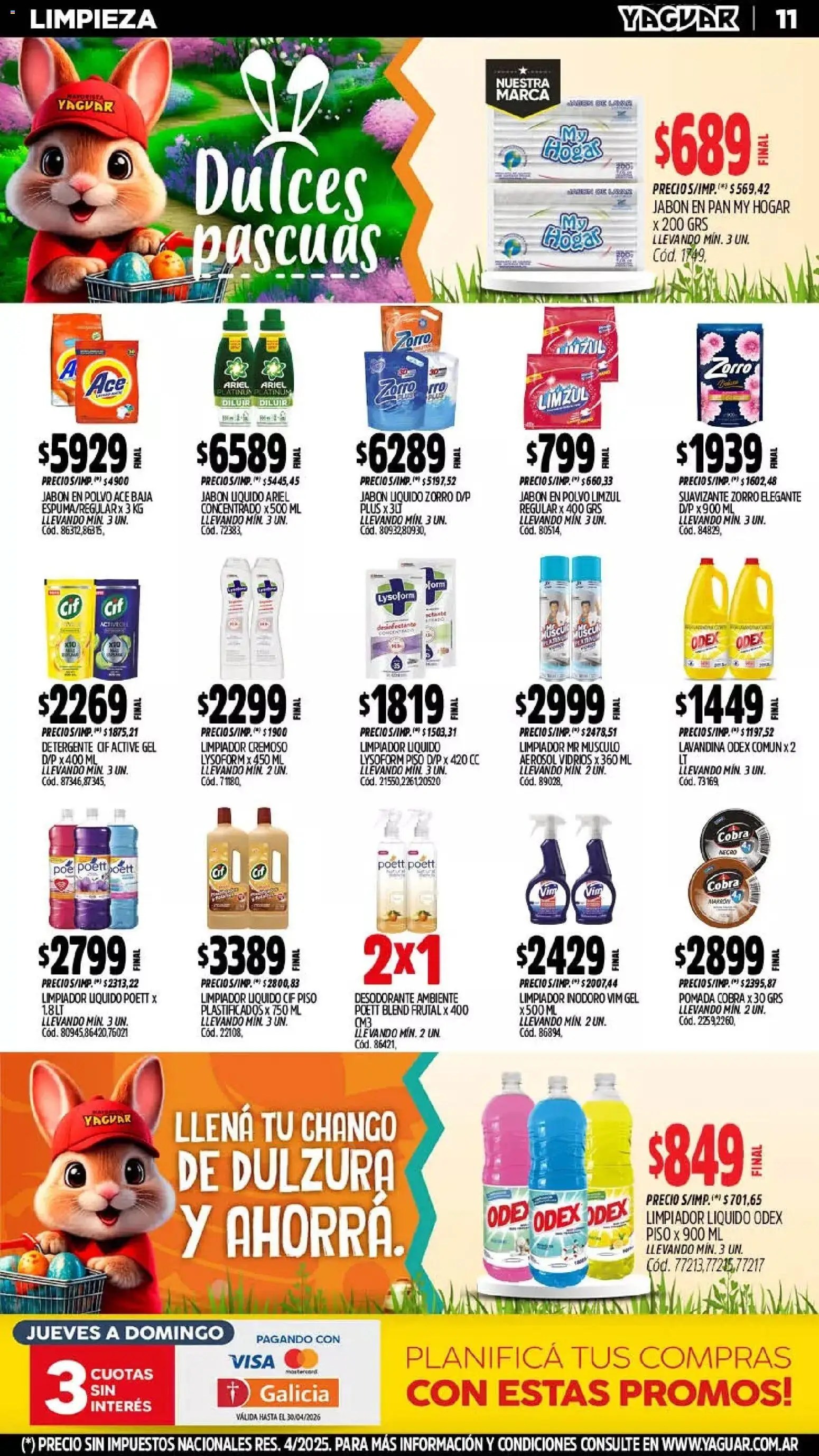 Yaguar - Oferta Semanal Mar del Plata │ válido desde el 30.03.2026 | Página: 11 | Productos: Inodoro, Jabón líquido, Jabón, Jabón en polvo