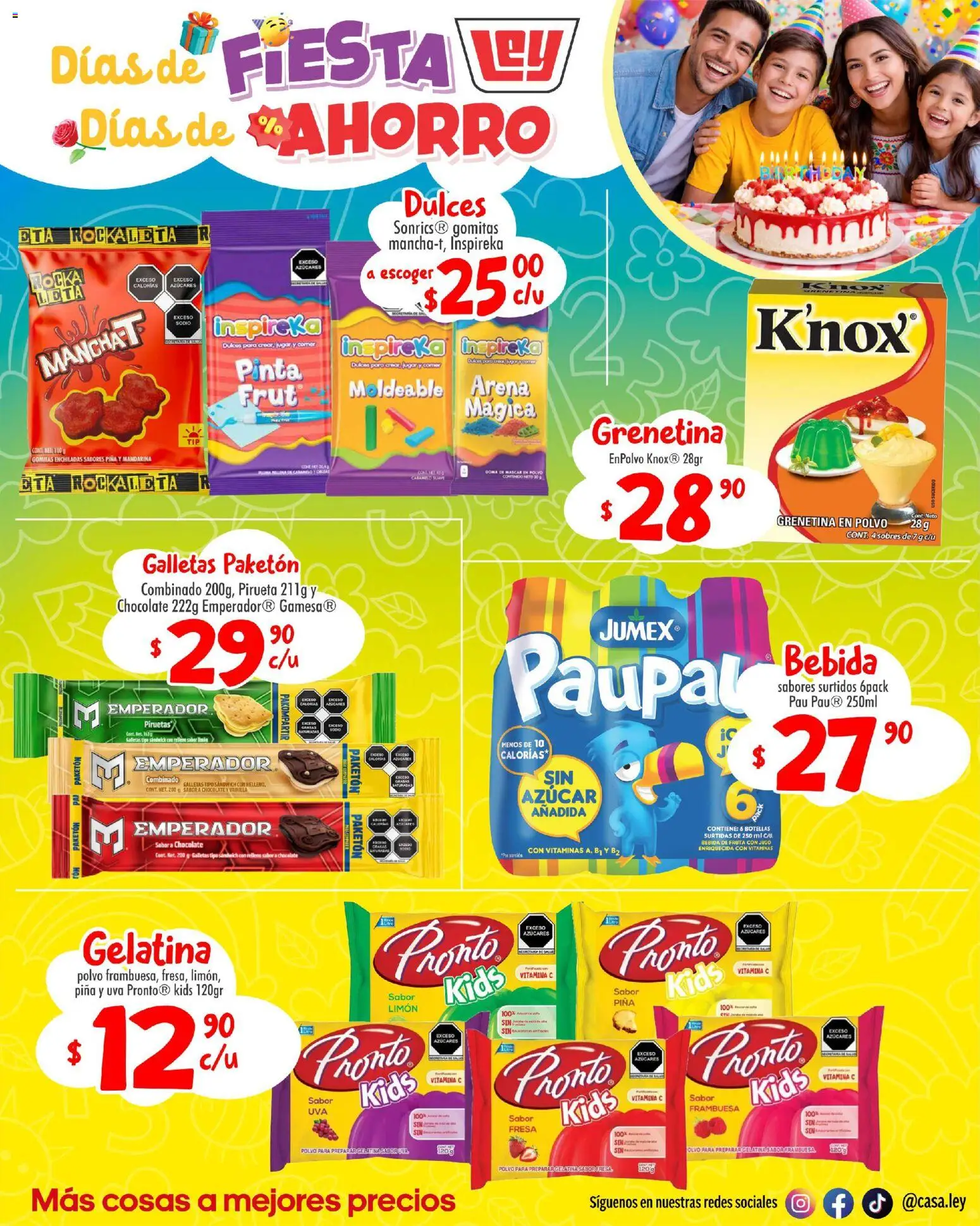 Nuevas ofertas de Casa Ley válidas en toda la República Mexicana desde el 17.04.2026. ¡Encuentra las mejores ofertas en Casa Ley folleto Frontera suple Día del Niño! | Página: 4 | Productos: Azúcar, Gelatina, Dulces, Vitaminas