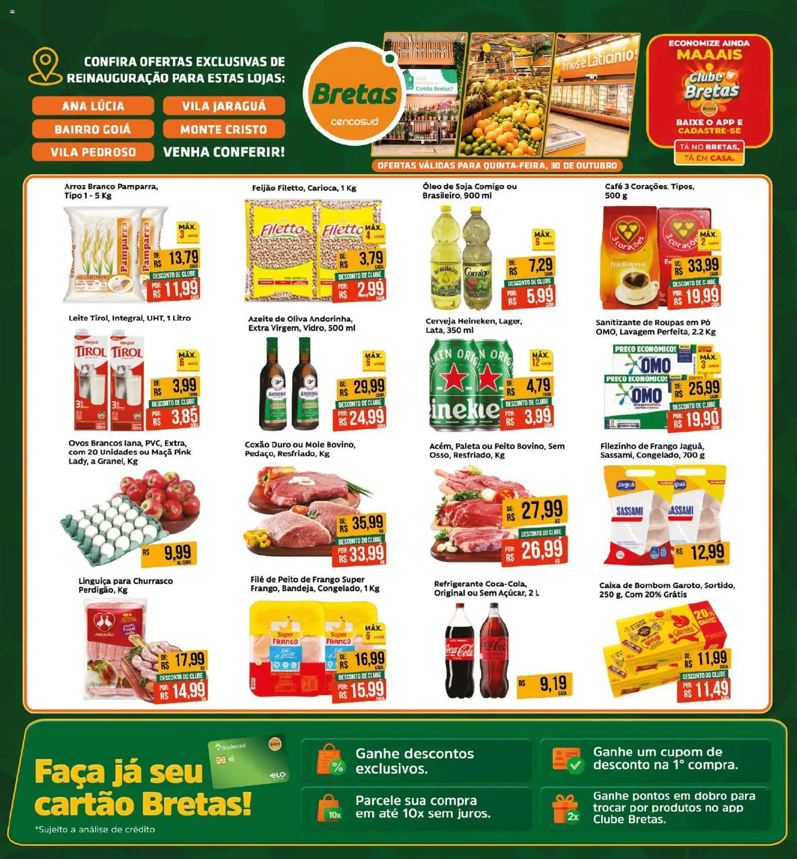 Bretas Folheto - válido de 30.10.2025 | Página: 1 | Produtos: Faca, Óleo, Caixa de bombom, Peito de frango