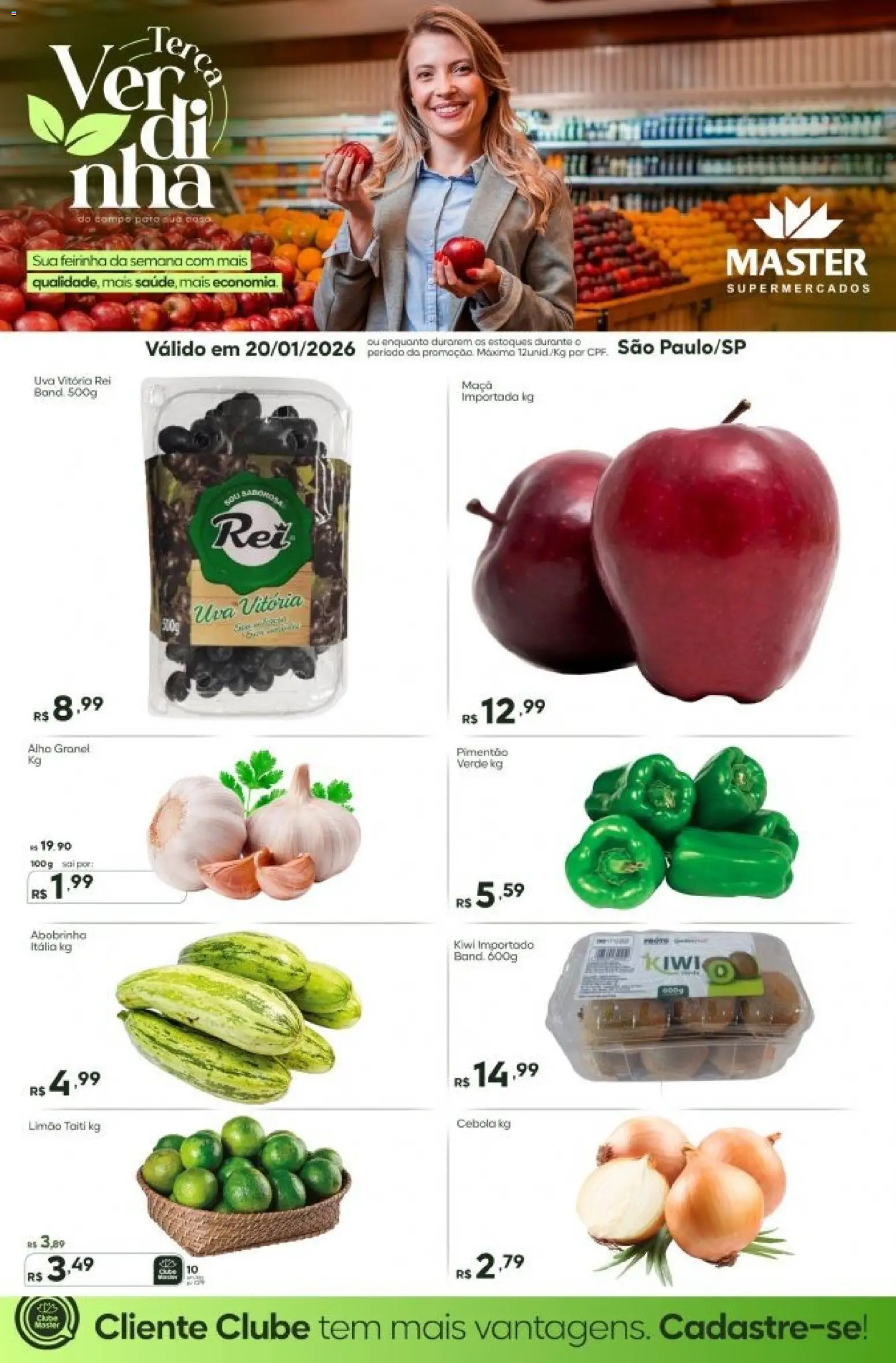 Master Folheto - válido de 20.01.2026 | Página: 1 | Produtos: Abobrinha, Alho, Cebola, Kiwi