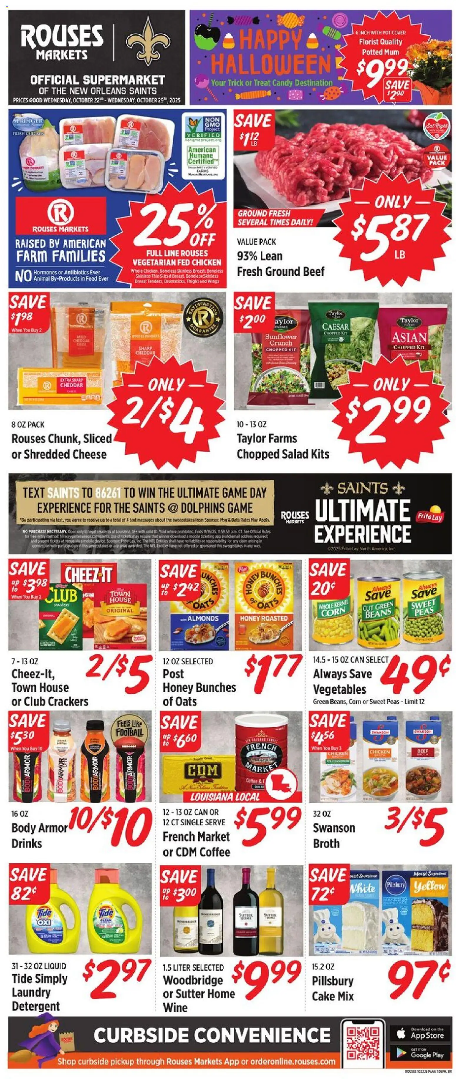 Rouses Weekly Ad - valid from 22.10.2025 | Page: 2 | Products: Corn, Cheese, Detergent, Vegetables