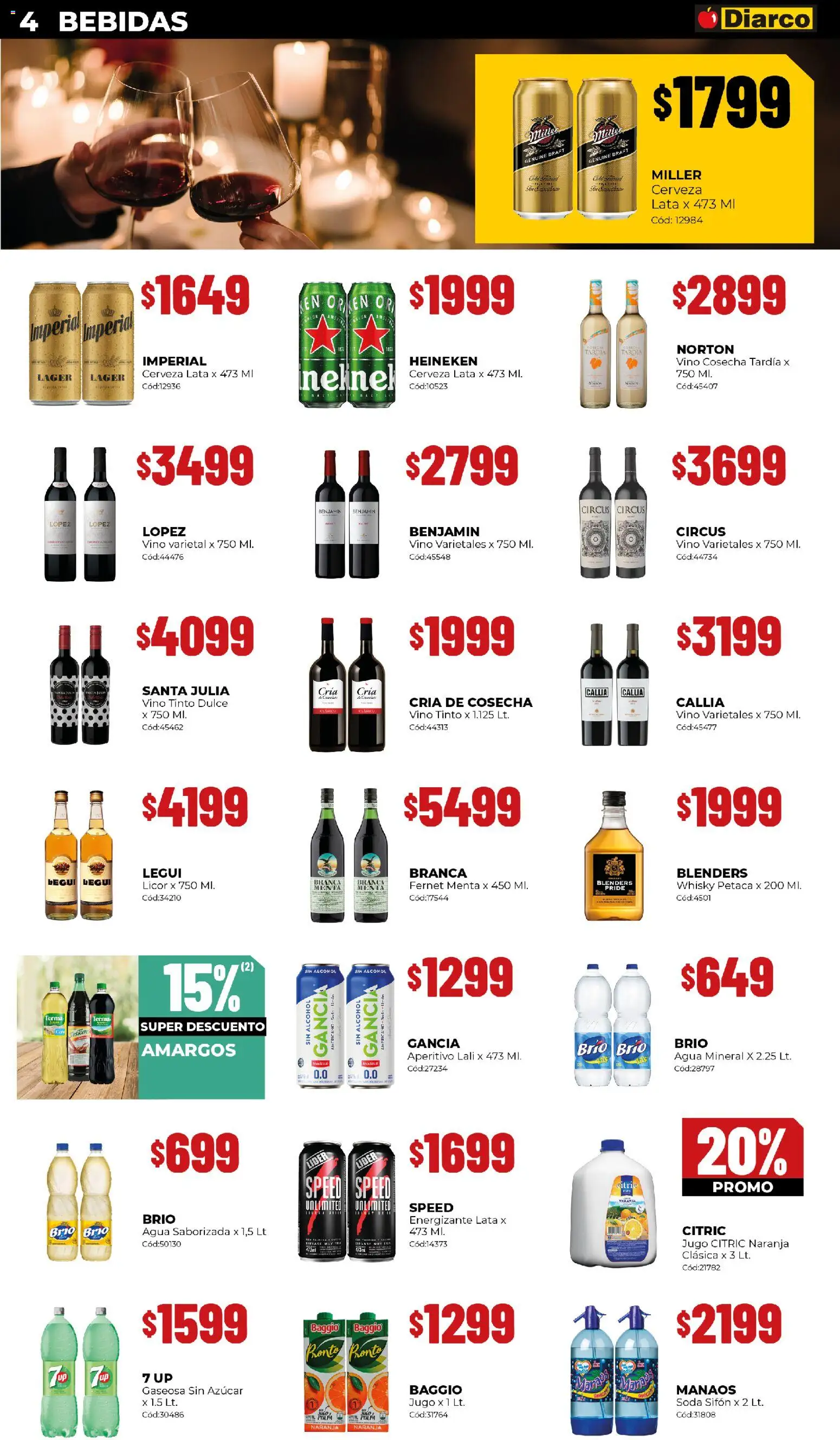 Diarco ofertas │ válido desde el 27.10.2025 | Página: 4 | Productos: Fernet, Gaseosa, Soda, Agua saborizada