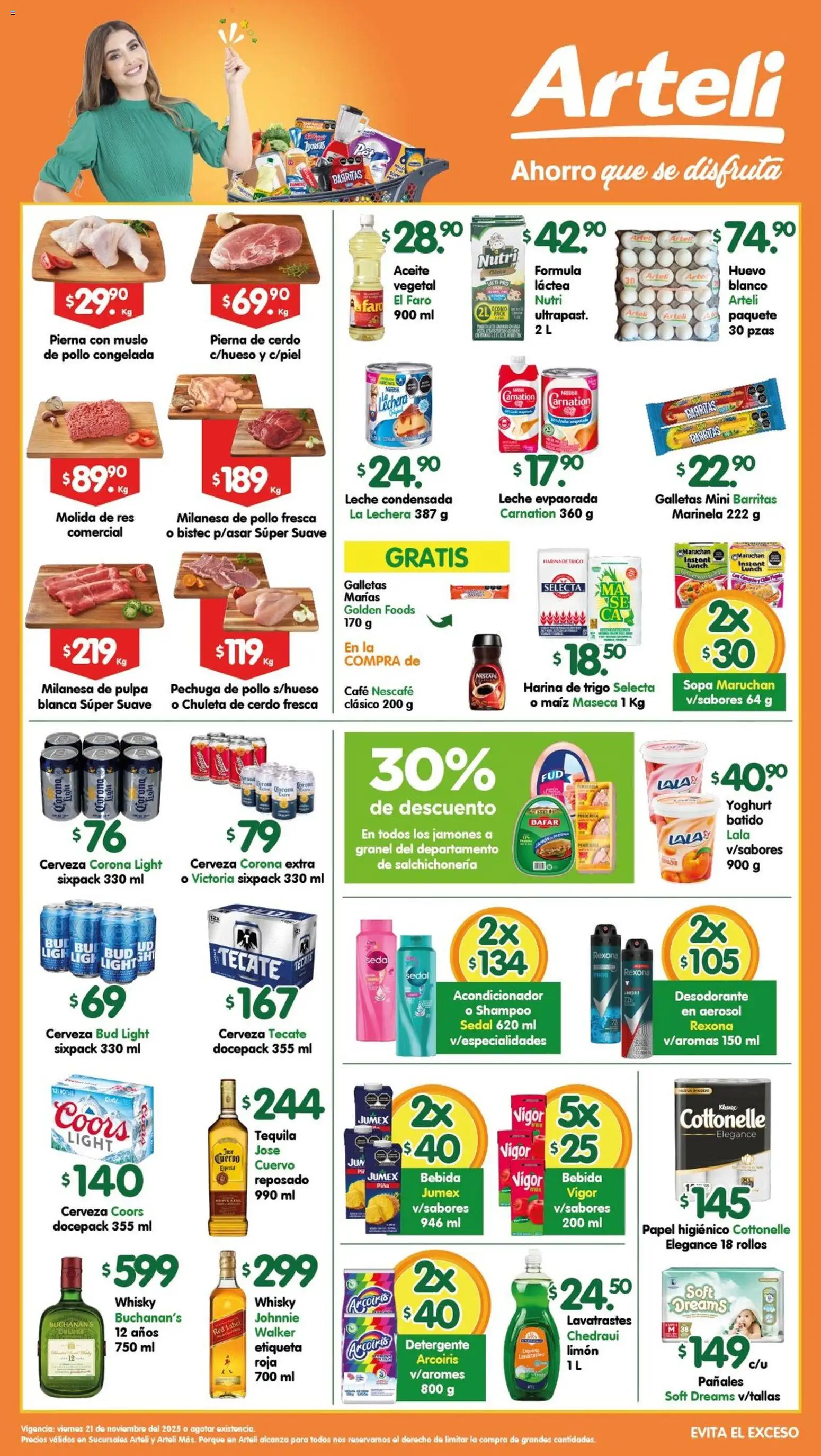 Nuevas ofertas de Arteli válidas en toda la República Mexicana desde el 21.11.2025. ¡Encuentra las mejores ofertas en Arteli folleto Suc.Arteli & Arteli mas! | Página: 1 | Productos: Desodorante, Leche, Café, Cerdo