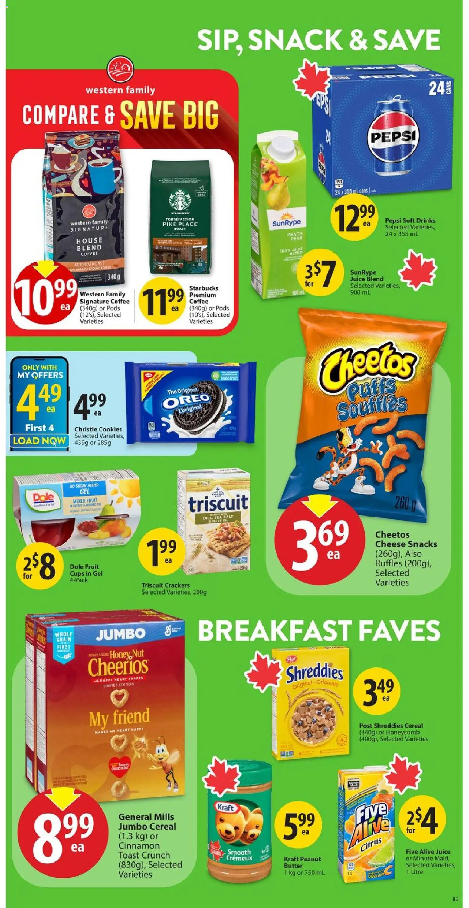 Save on foods flyer valid from 23.10.2025 | Page: 14 | Products: Cookies, Butter, Oil, Coffee