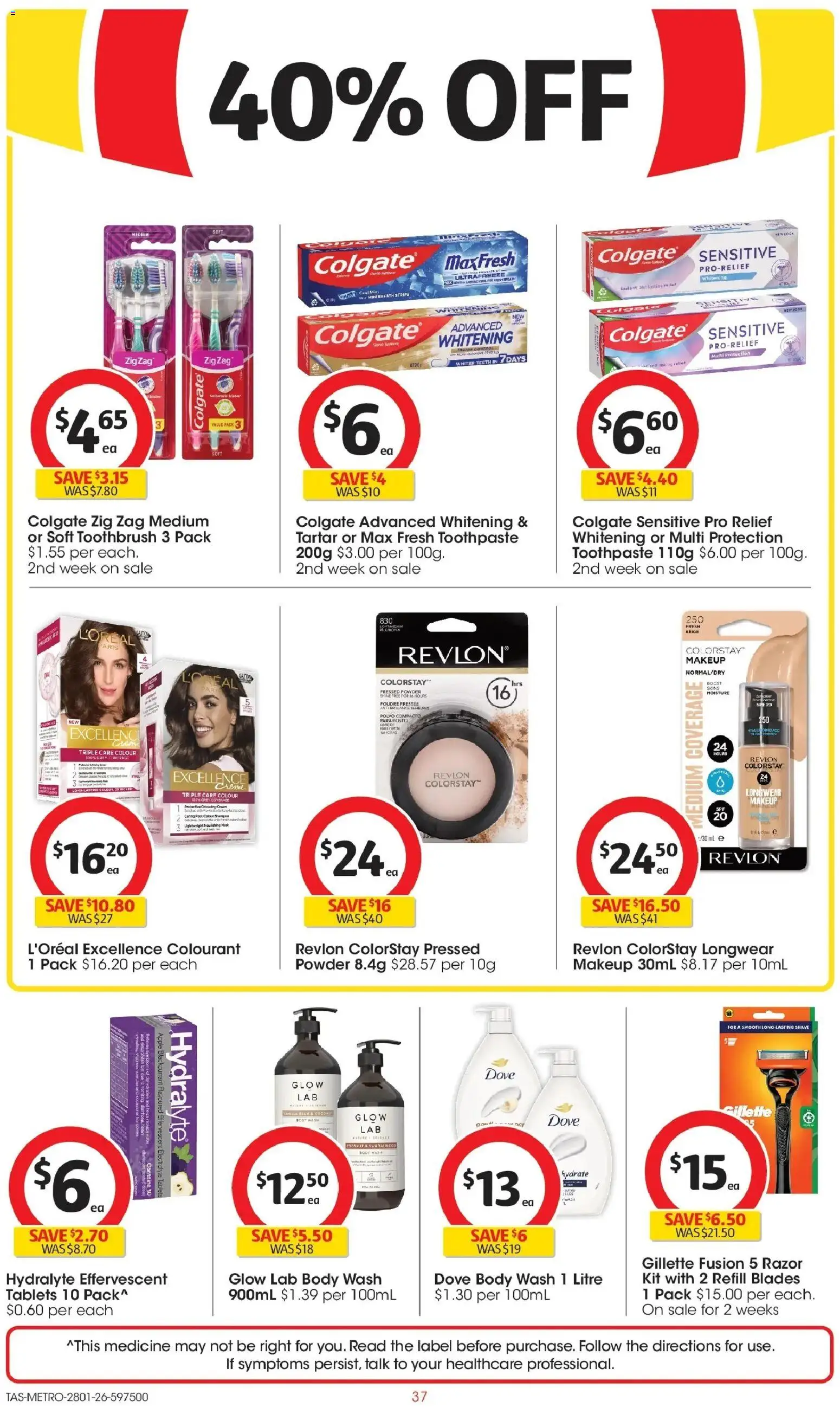 Coles catalogue - valid from 28.01.2026 | Page: 37 | Products: Makeup, Toothpaste, Razor, Tablets