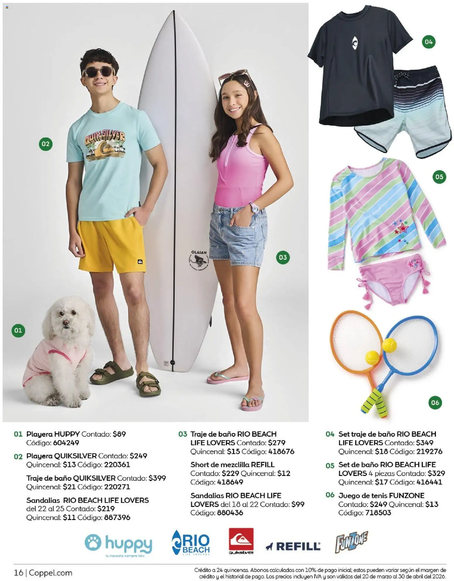 Nuevas ofertas de Coppel válidas en toda la República Mexicana desde el 01.03.2026. ¡Encuentra las mejores ofertas en Coppel catálogo Vacaciones Semana Santa! | Página: 16 | Productos: Traje, Traje de baño, Short, Sandalias