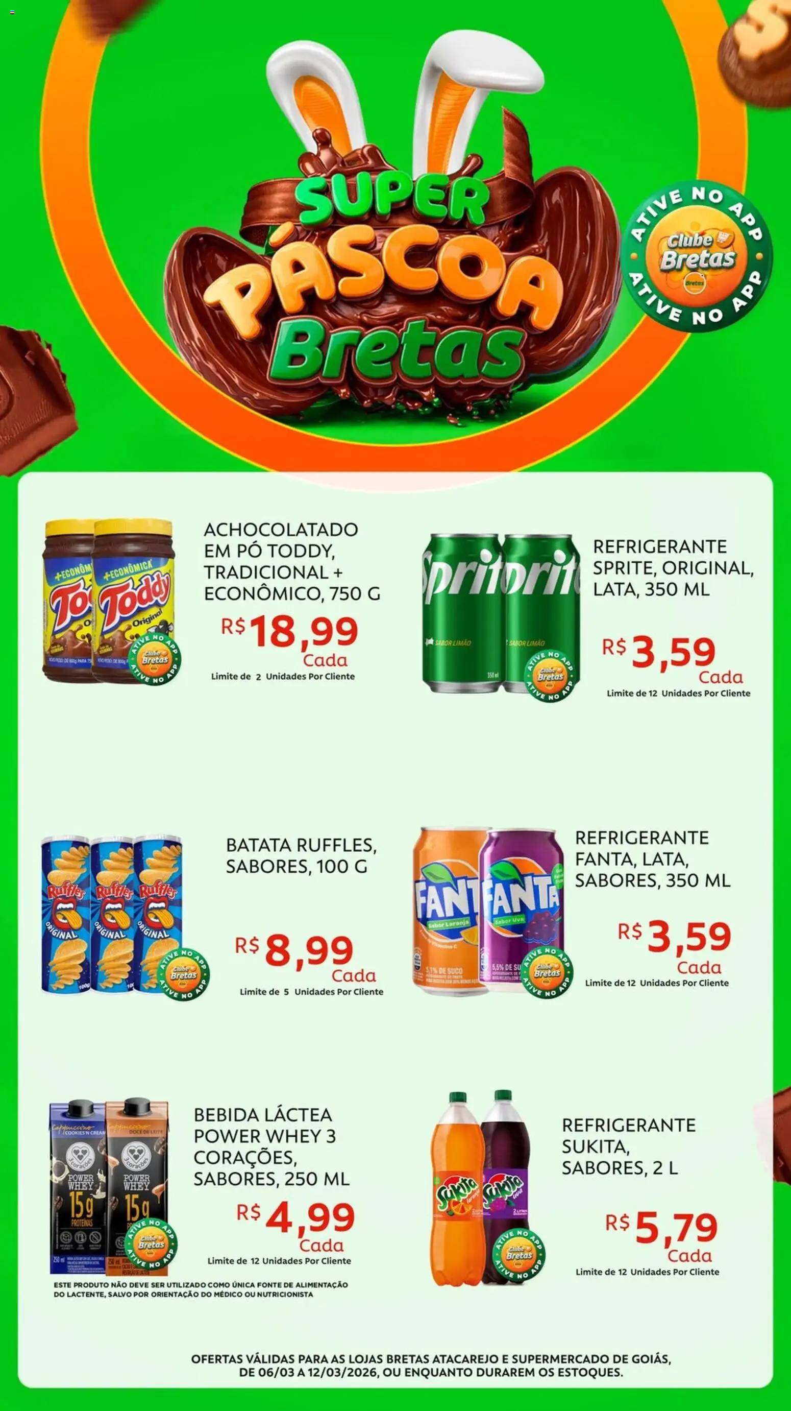 Bretas Folheto - válido de 06.03.2026 | Página: 1 | Produtos: Achocolatado, Suco, Refrigerante, Batata