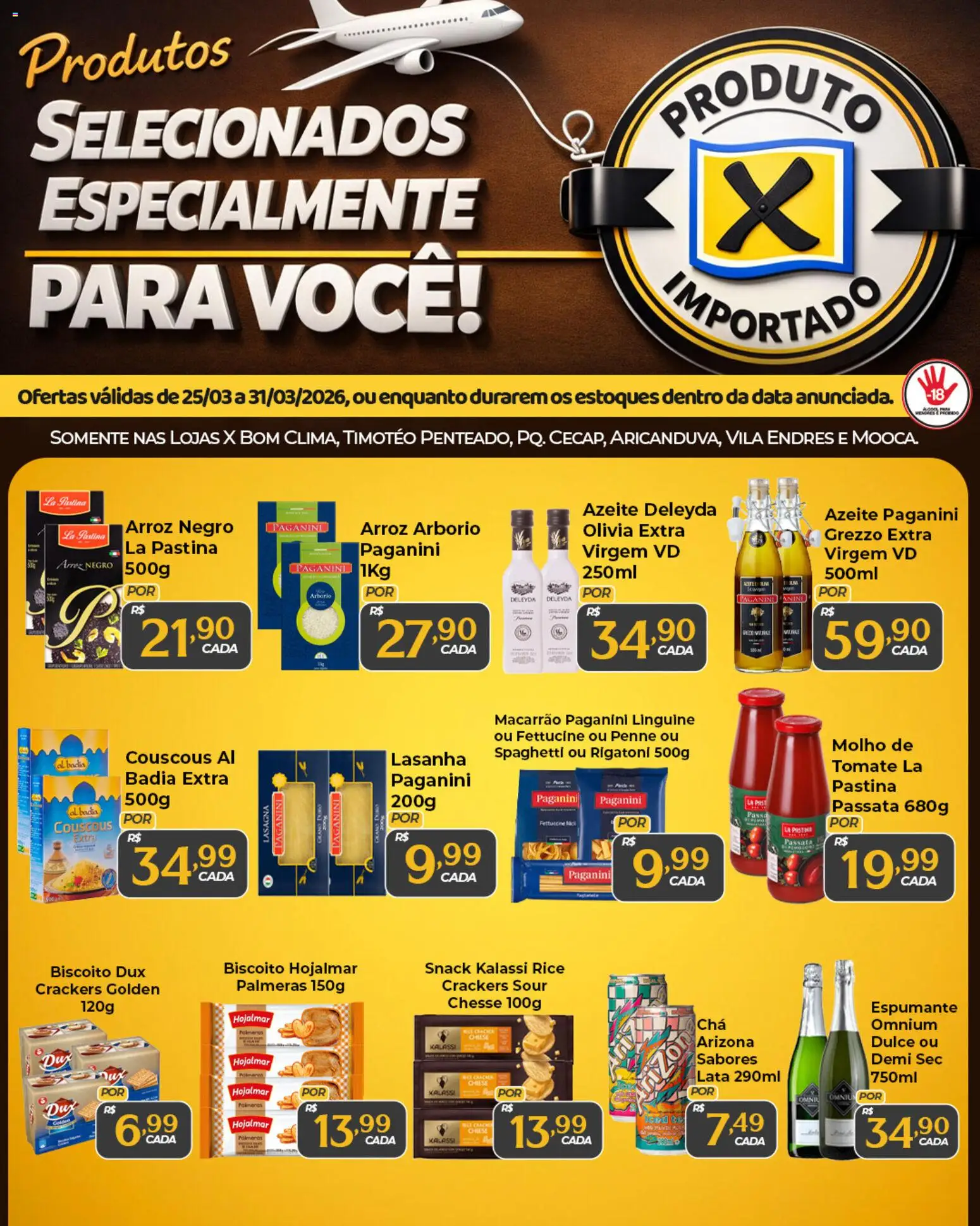 X Supermercados Folheto - válido de 25.03.2026 | Página: 1 | Produtos: Biscoito, Espumante, Arroz, Lasanha