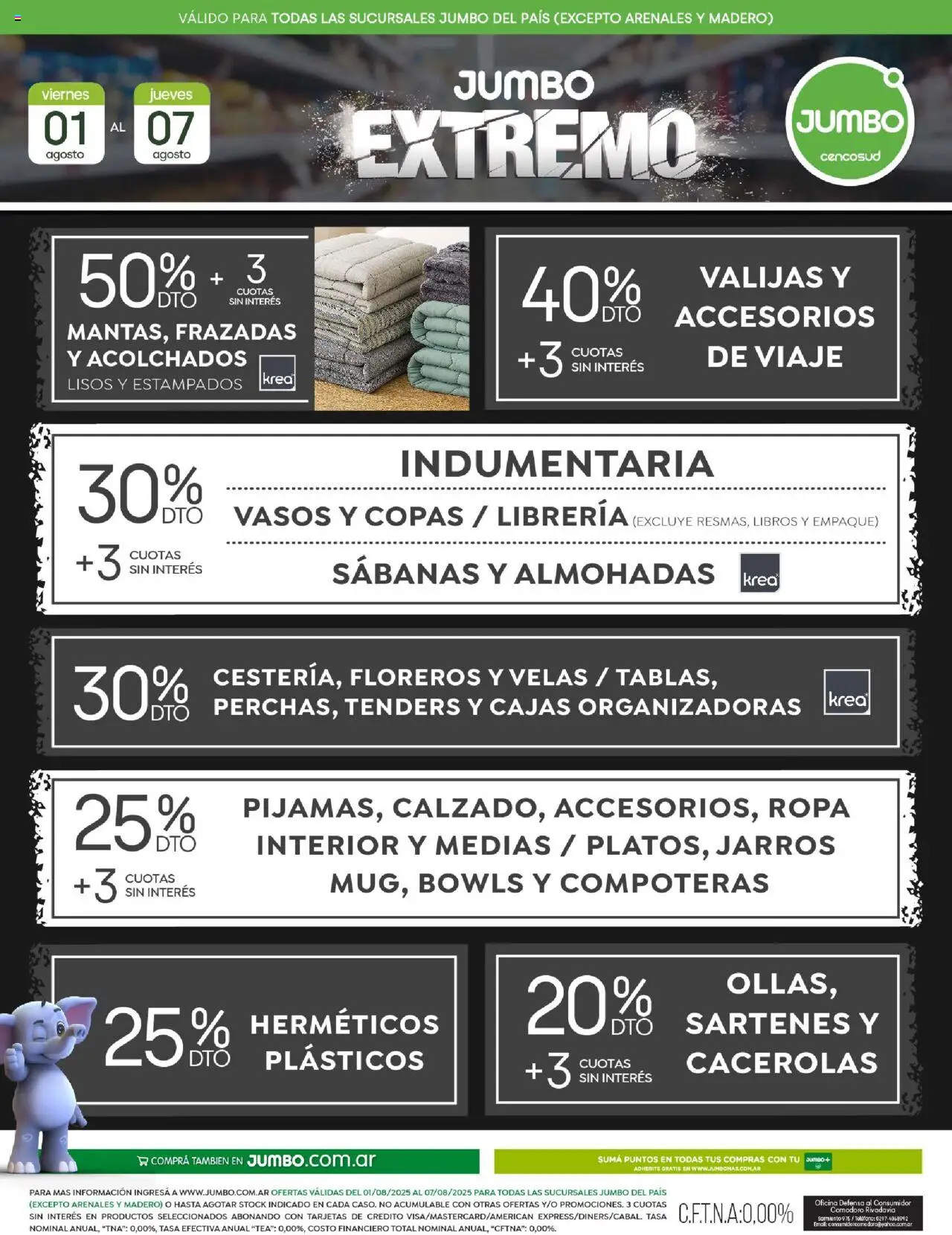 Jumbo - Oferta | Textil │ válido desde el 01.08.2025 | Página: 1 | Productos: Teléfono, Sabanas, Ropa, Medias