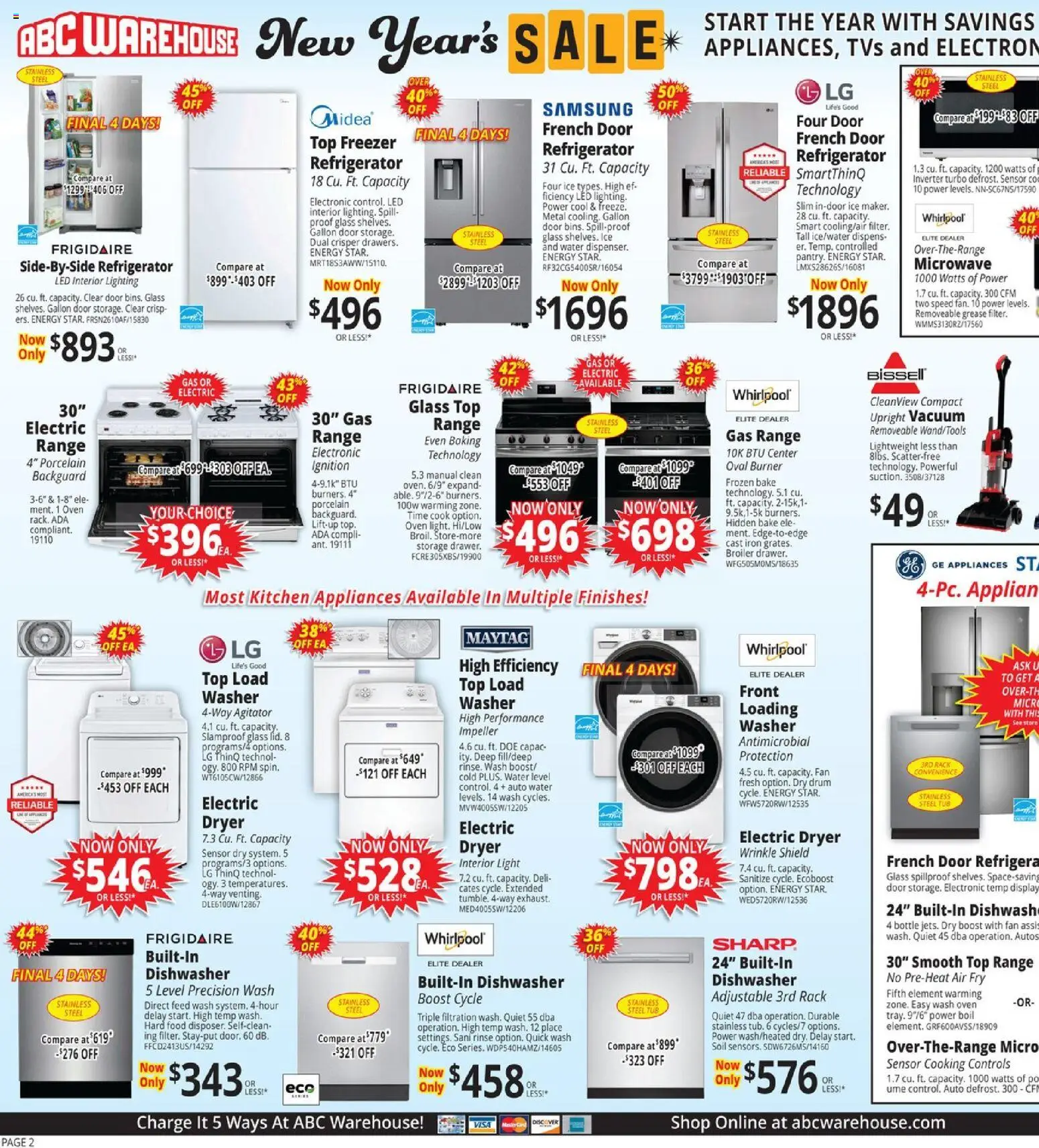 ABC Warehouse Weekly Ad - valid from 28.12.2025 | Page: 2 | Products: Vacuum, Interior Light, Refrigerator, Oven