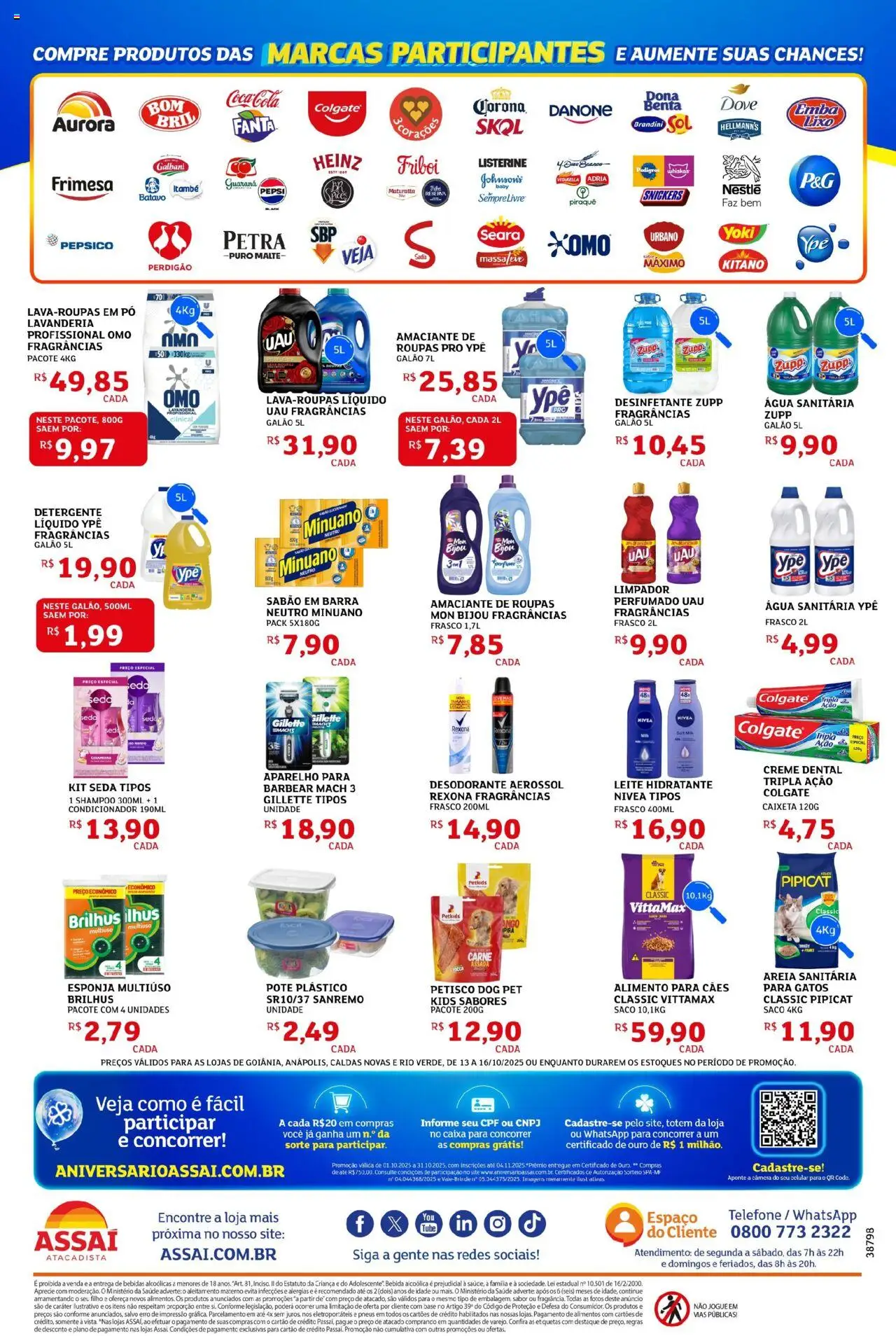Assaí Atacadista Folheto - válido de 13.10.2025 | Página: 4 | Produtos: Areia, Esponja, Pneus, Água sanitária