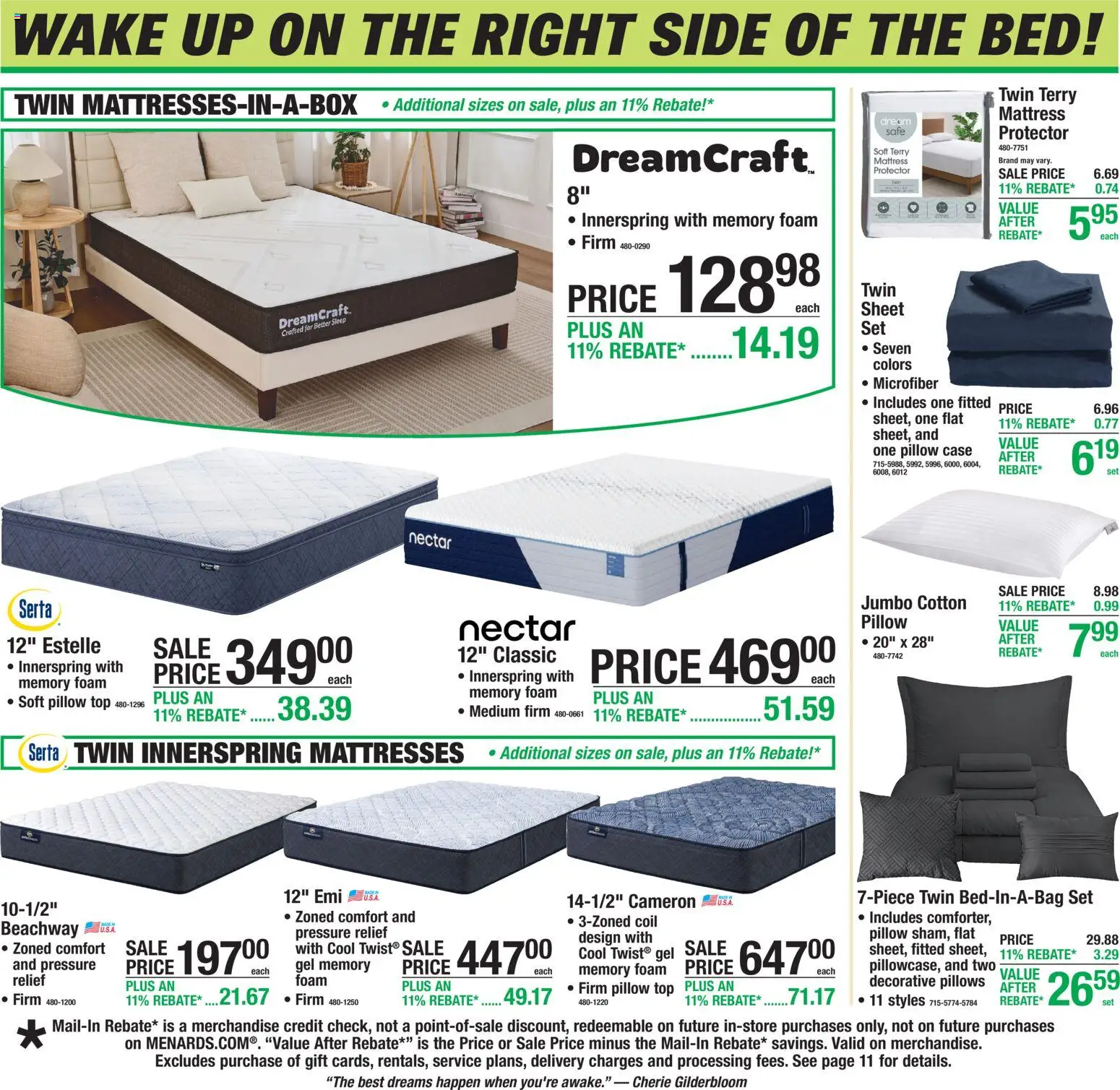 Menards Weekly Ad - valid from 09.04.2026 | Page: 14 | Products: Mattress, Safe, Case, Sheet