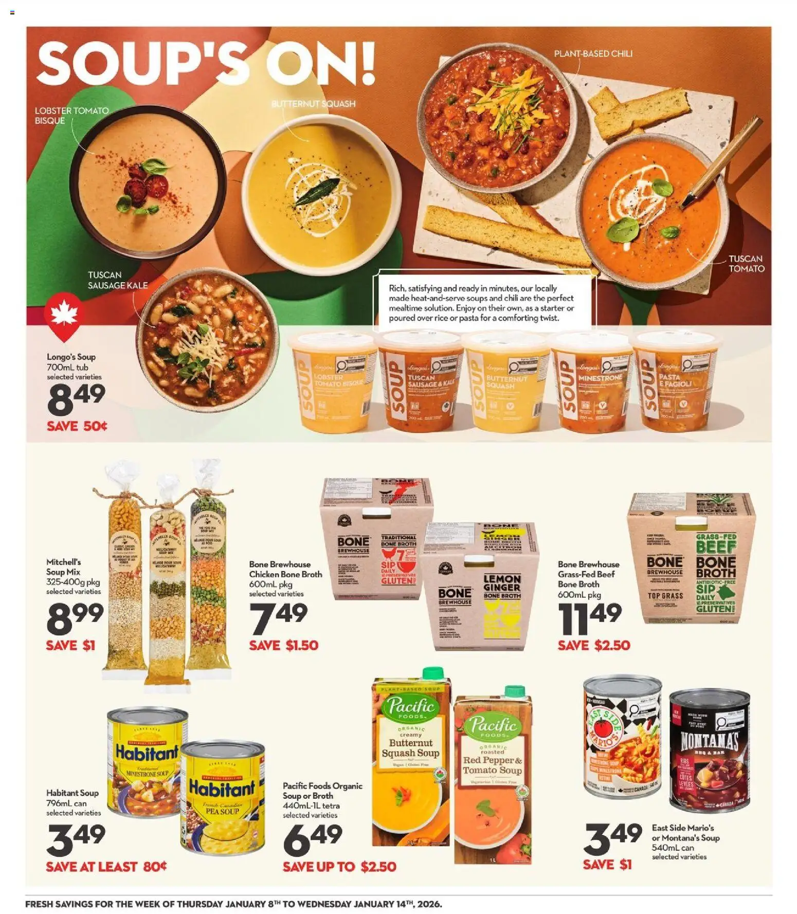 Longo's flyer valid from 08.01.2026 | Page: 8 | Products: Rice, Beef, Pasta, Chicken