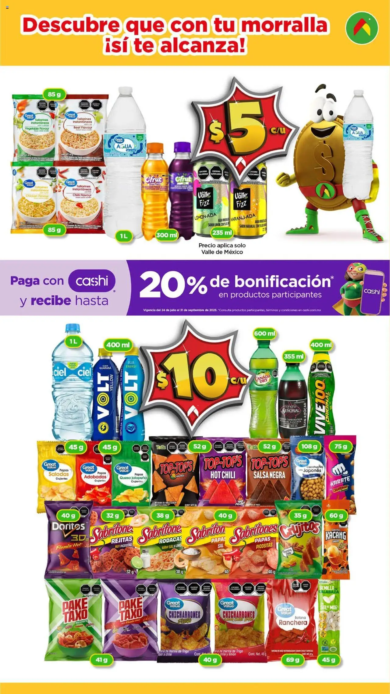 Nuevas ofertas de Bodega Aurrerá válidas en toda la República Mexicana desde el 14.08.2025. ¡Encuentra las mejores ofertas en Bodega Aurrerá - Folleto Morralla! | Página: 7 | Productos: Papa, Queso, Semillas, Té