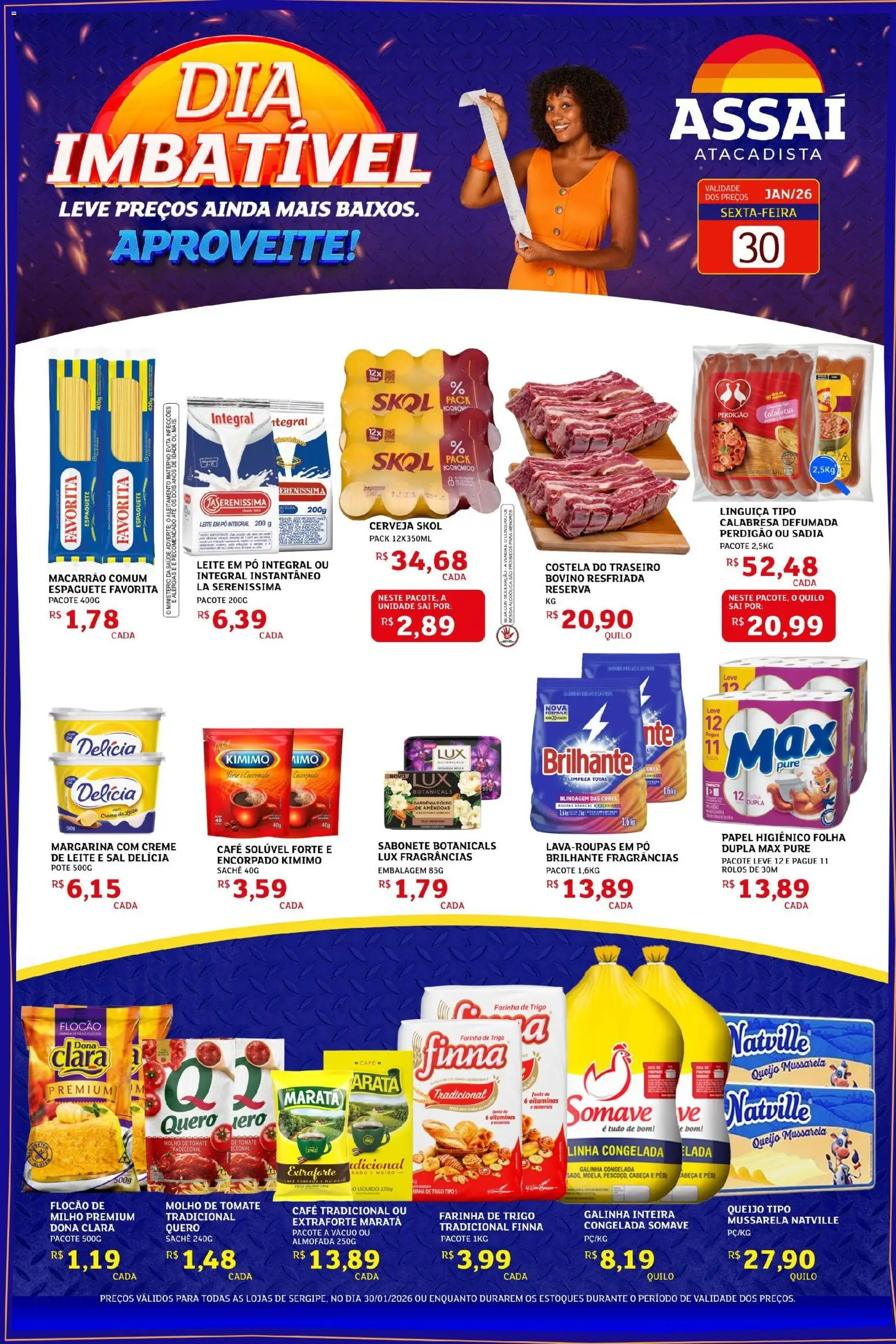 Assaí Atacadista Folheto - válido de 30.01.2026 | Página: 1 | Produtos: Linguiça, Creme, Sal, Margarina