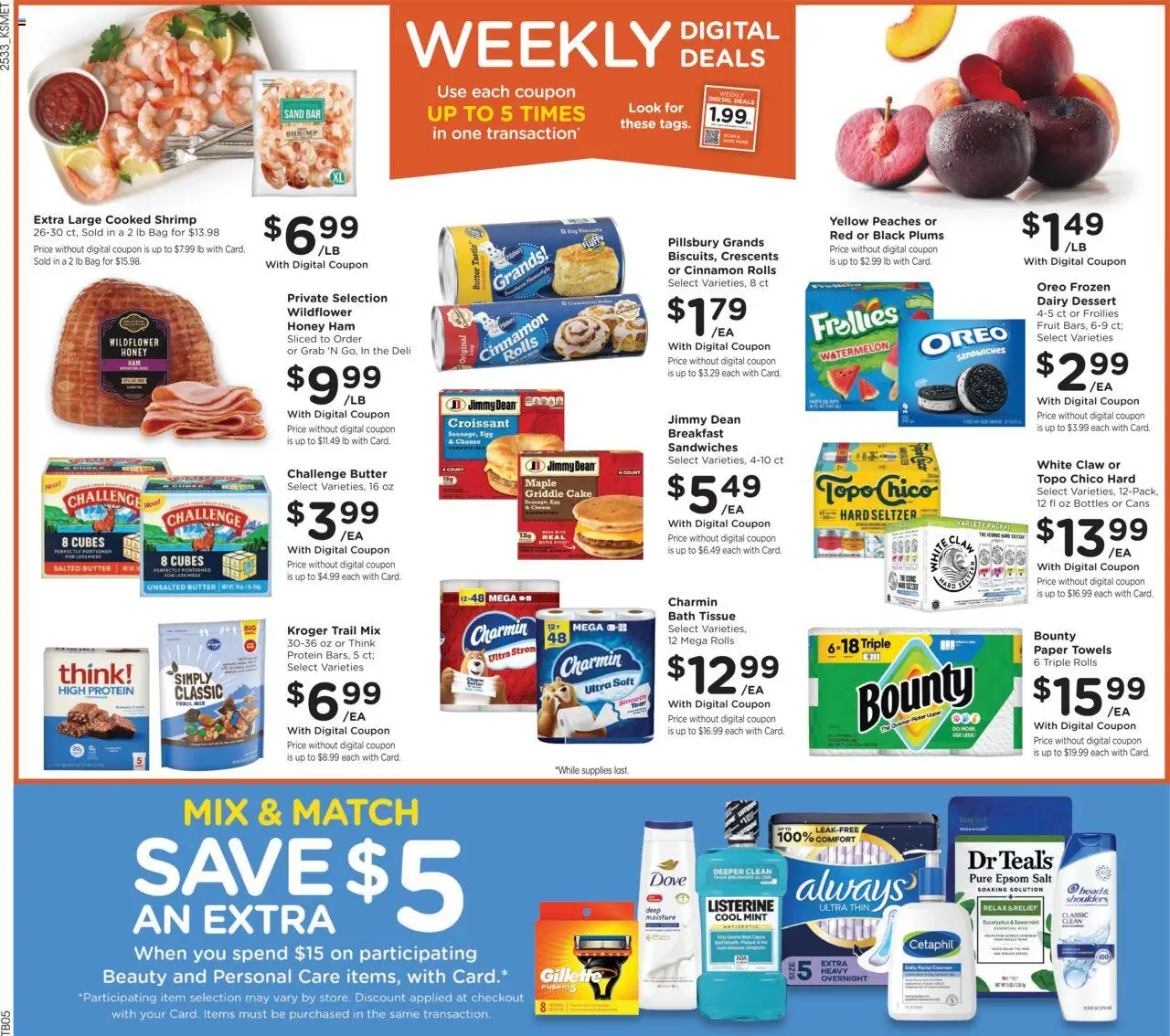 King Soopers Weekly Ad - valid from 17.09.2025 | Page: 2 | Products: Peaches, Bath, Cheese, Ham