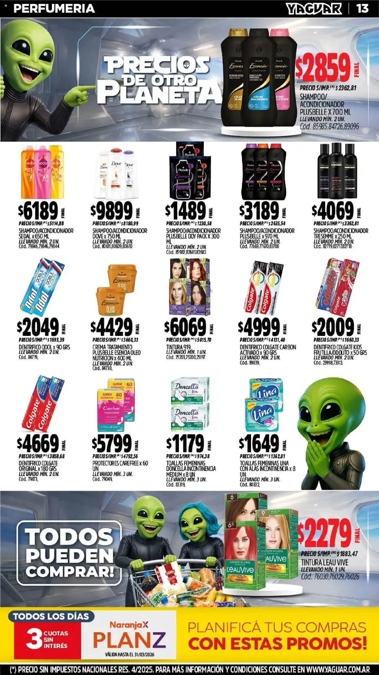 Yaguar - Oferta Semanal Jujuy │ válido desde el 02.03.2026 | Página: 13 | Productos: Toallas, Tintura, Acondicionador, Crema