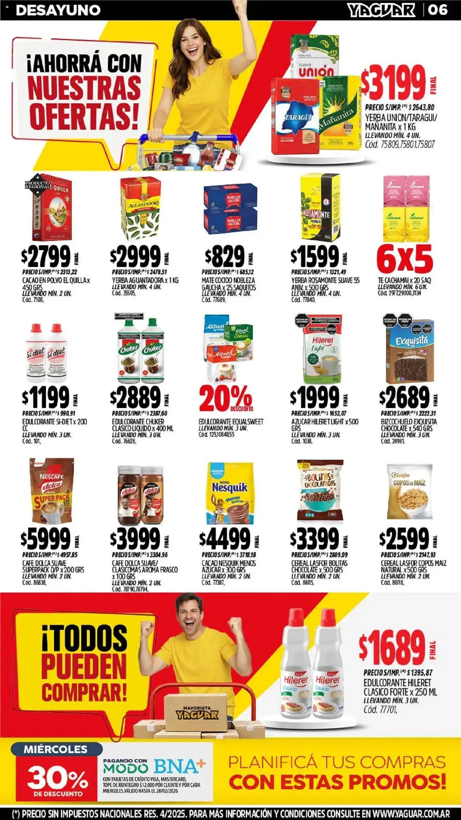 Yaguar - Oferta Semanal Santa Fé │ válido desde el 23.02.2026 | Página: 6 | Productos: Azucar, Yerba, Polvo, Café