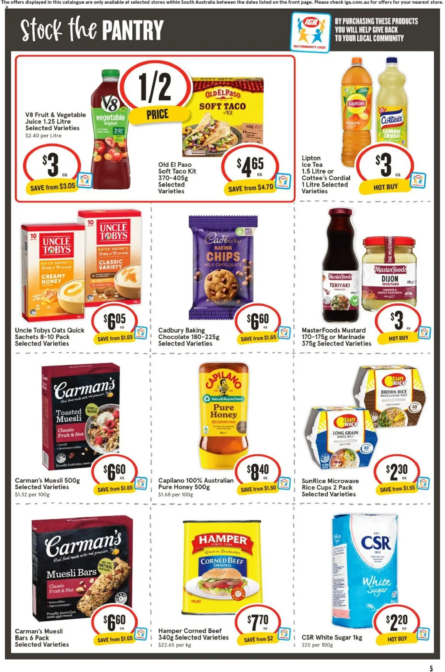 IGA catalogue - valid from 04.02.2026 | Page: 5 | Products: Tea, Sugar, Peach, Microwave