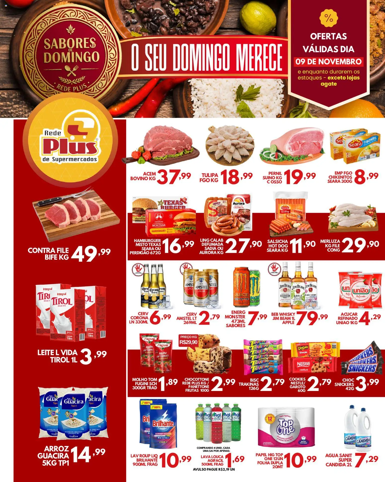 Rede Plus Supermercados Folheto - válido de 07.11.2025 | Página: 3 | Produtos: Acém, Pernil, Arroz, Cookies